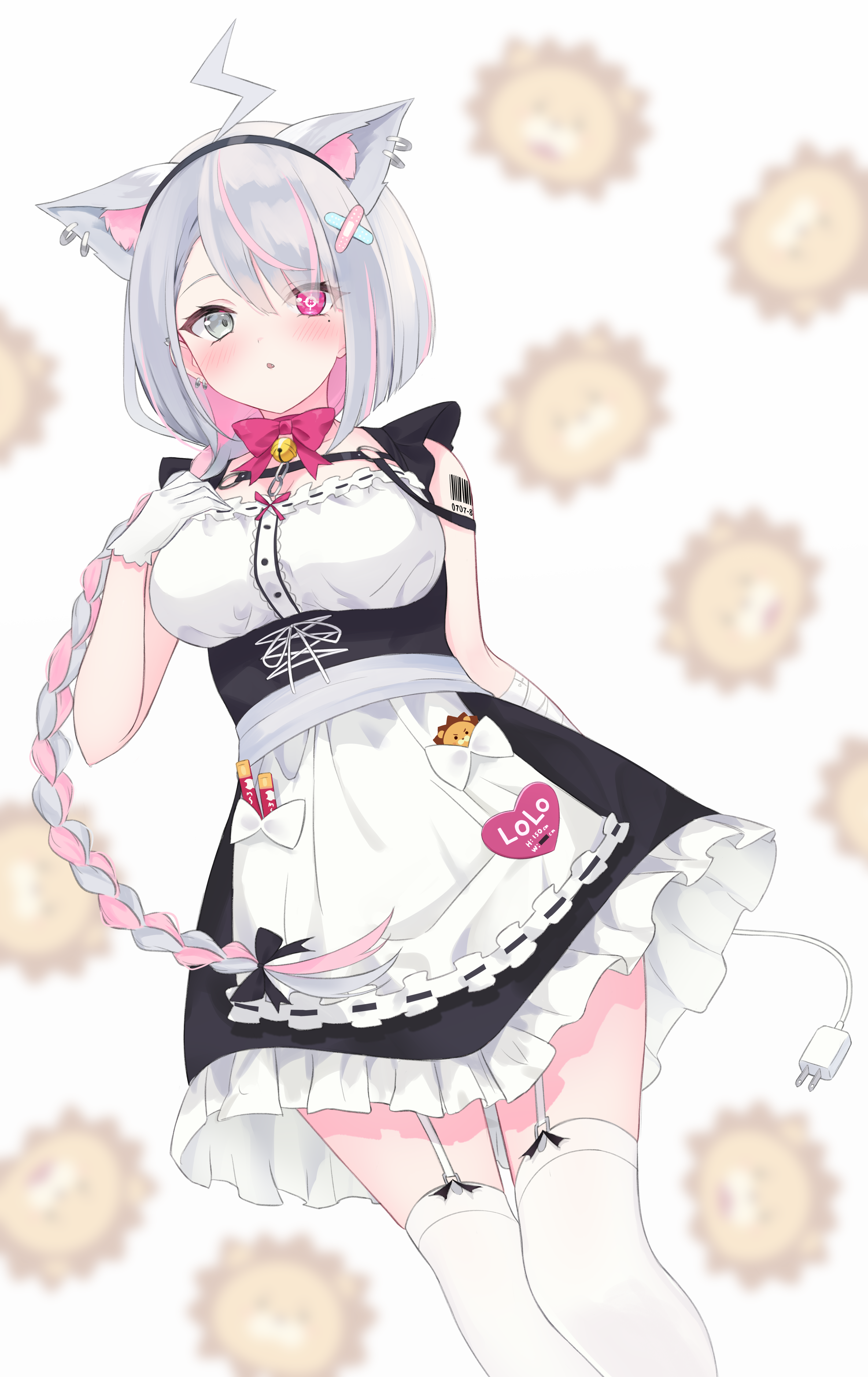 animal_ears heterochromia higashigure maid nekomimi roro-chan stockings tail tattoo thighhighs