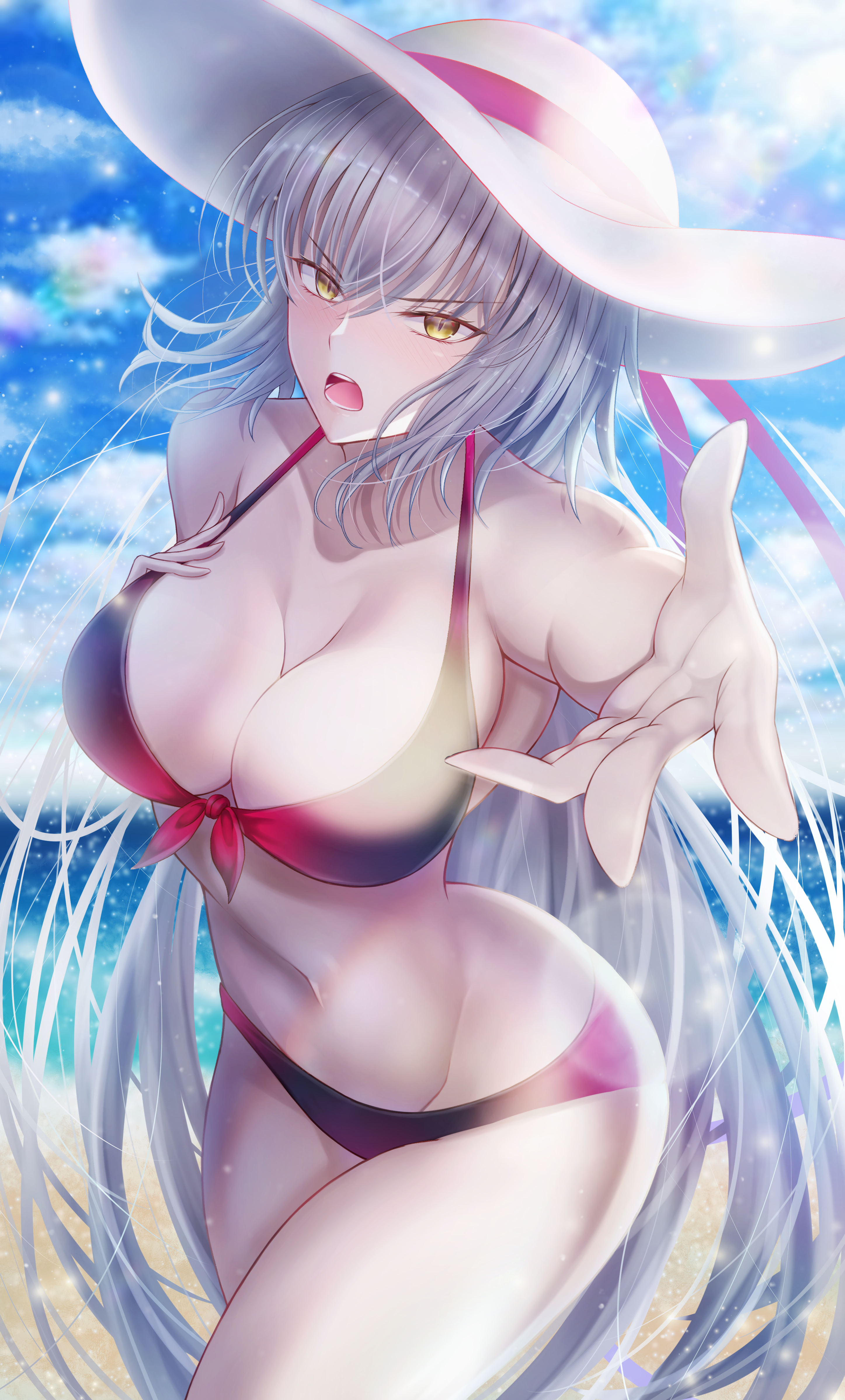 bikini breast_hold fate/grand_order jeanne_d'arc jeanne_d'arc_(alter)_(fate) penguintake swimsuits