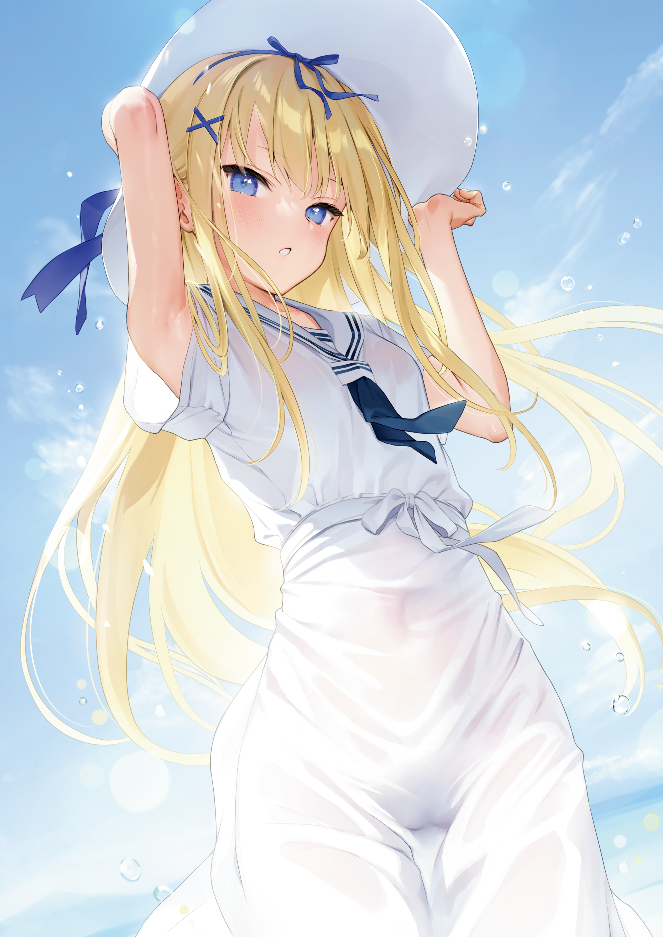 digital_version mignon no_bra nopan see_through seifuku wet_clothes