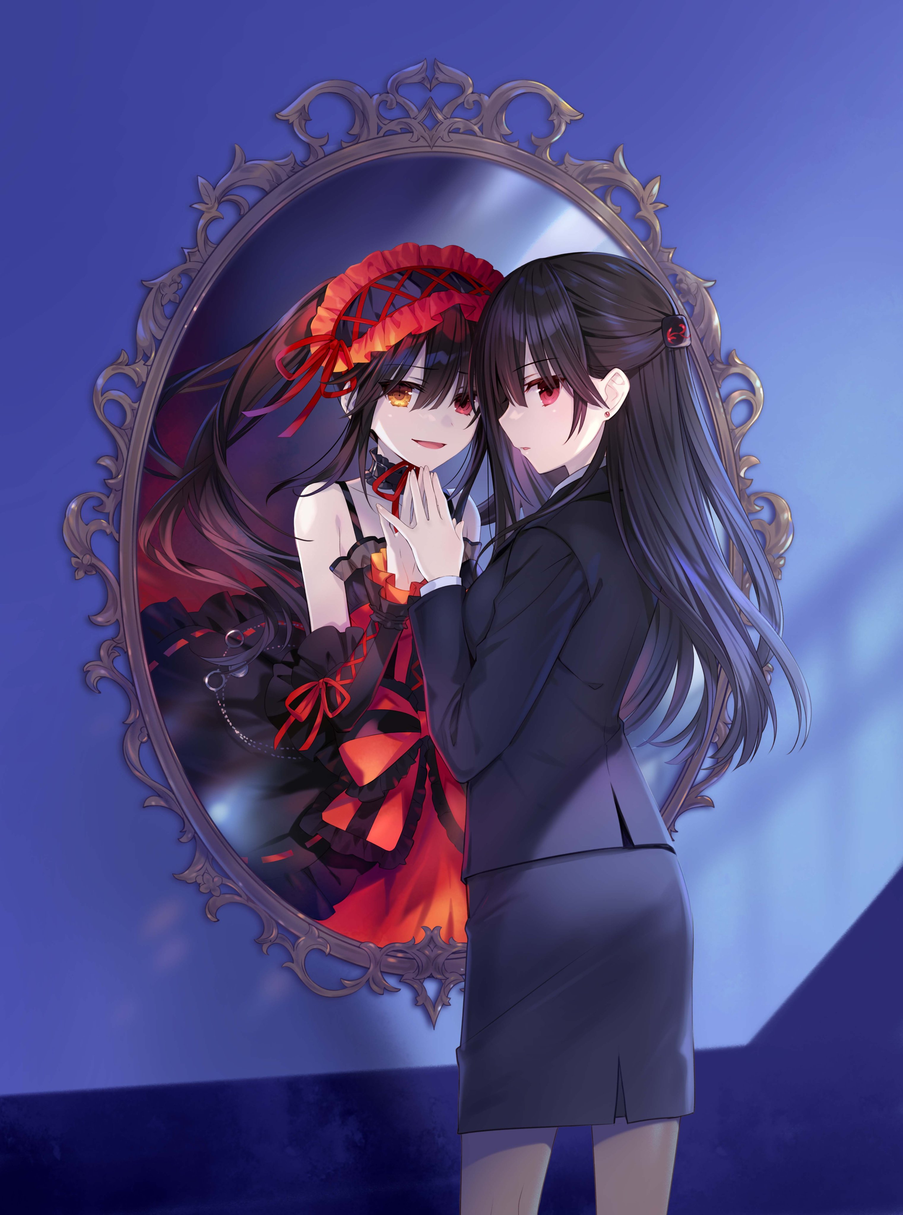 business_suit date_a_live dress gothic_lolita heterochromia lolita_fashion pantyhose see_through tokisaki_kurumi tsunako