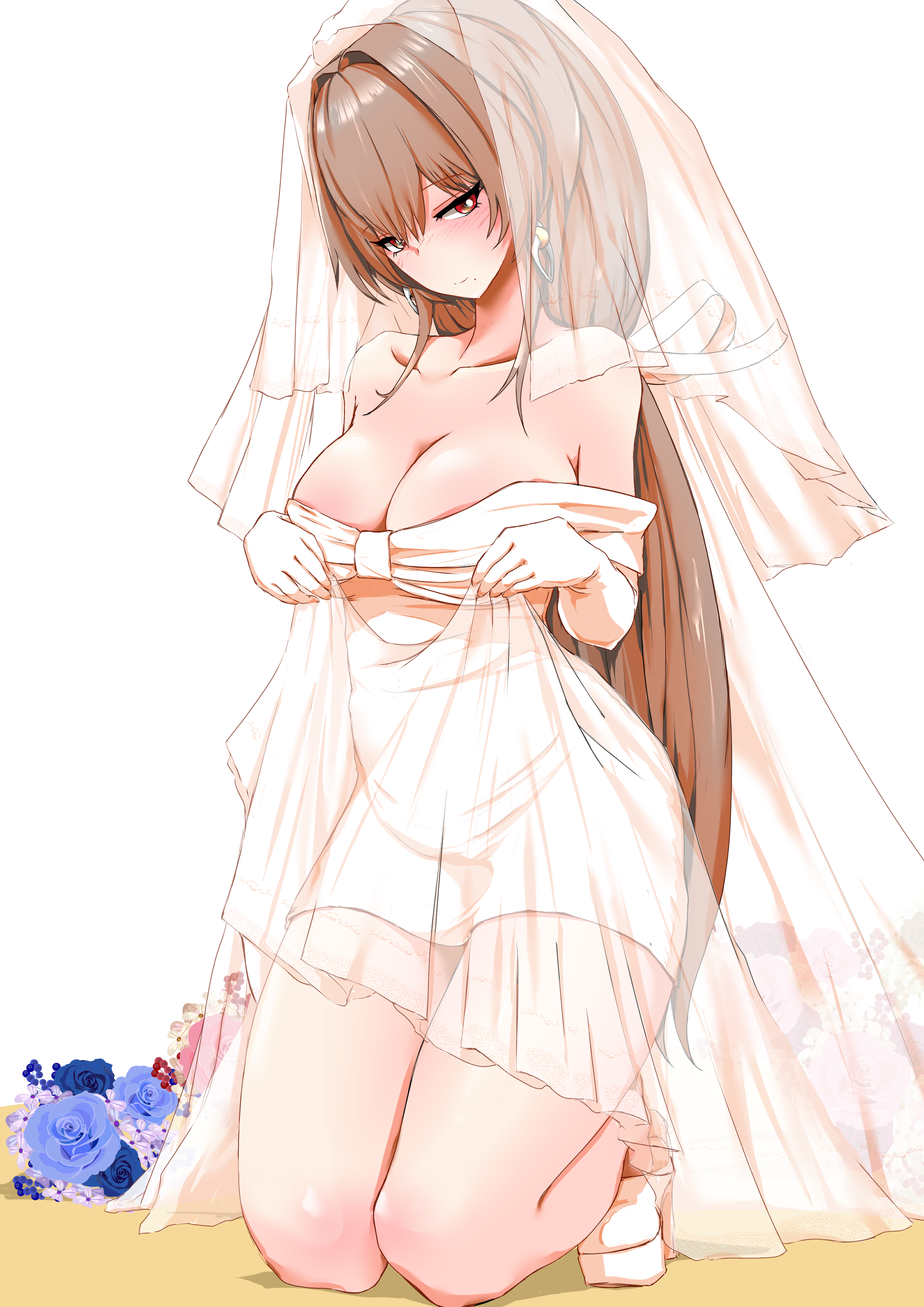 p.i.t.d azur lane swiftsure (azur lane) cleavage dress heels no bra see  through wedding dress | #740935 | yande.re