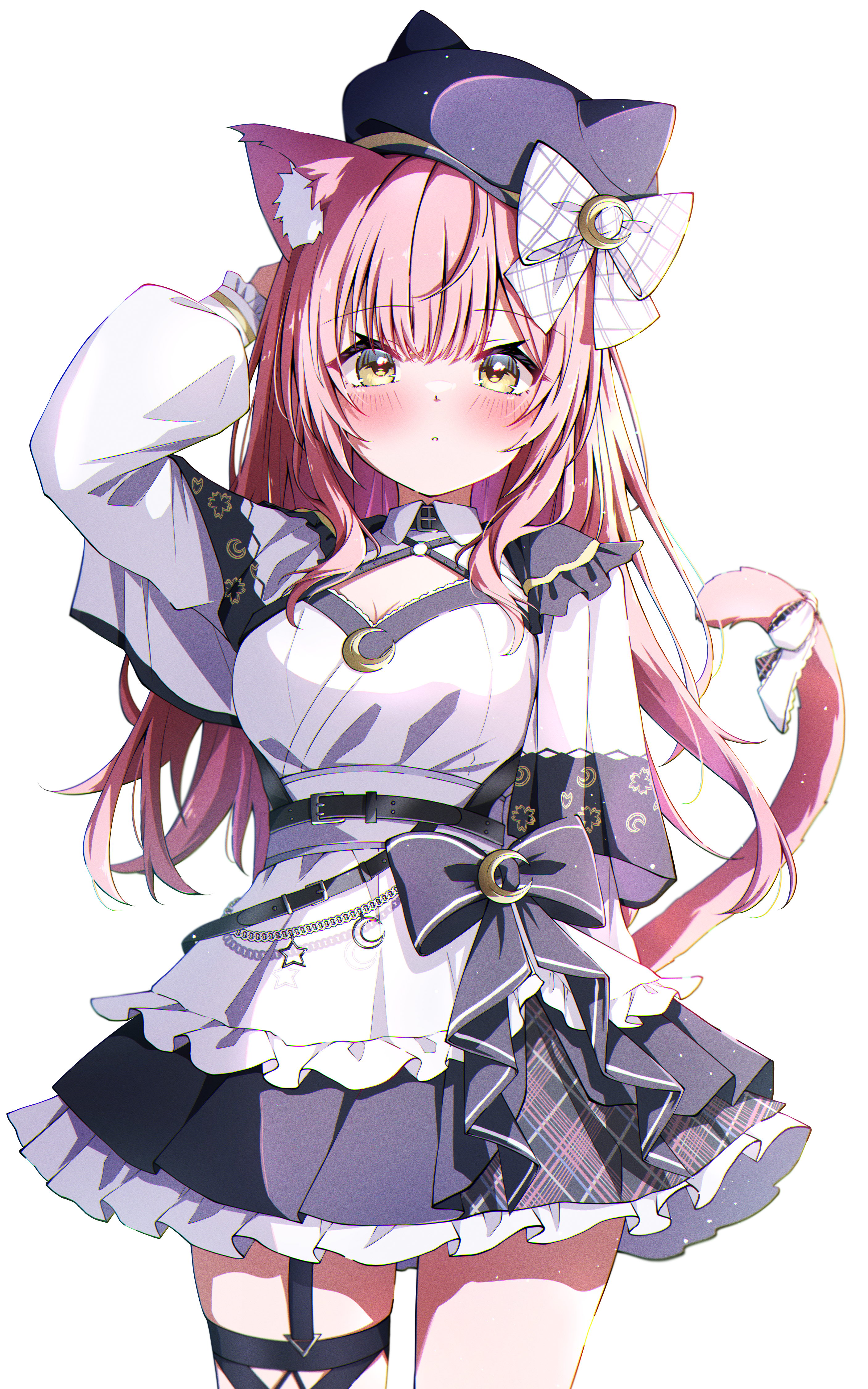 animal_ears garter indie_virtual_youtuber munmosshu nekomimi ray_o0 tail uniform