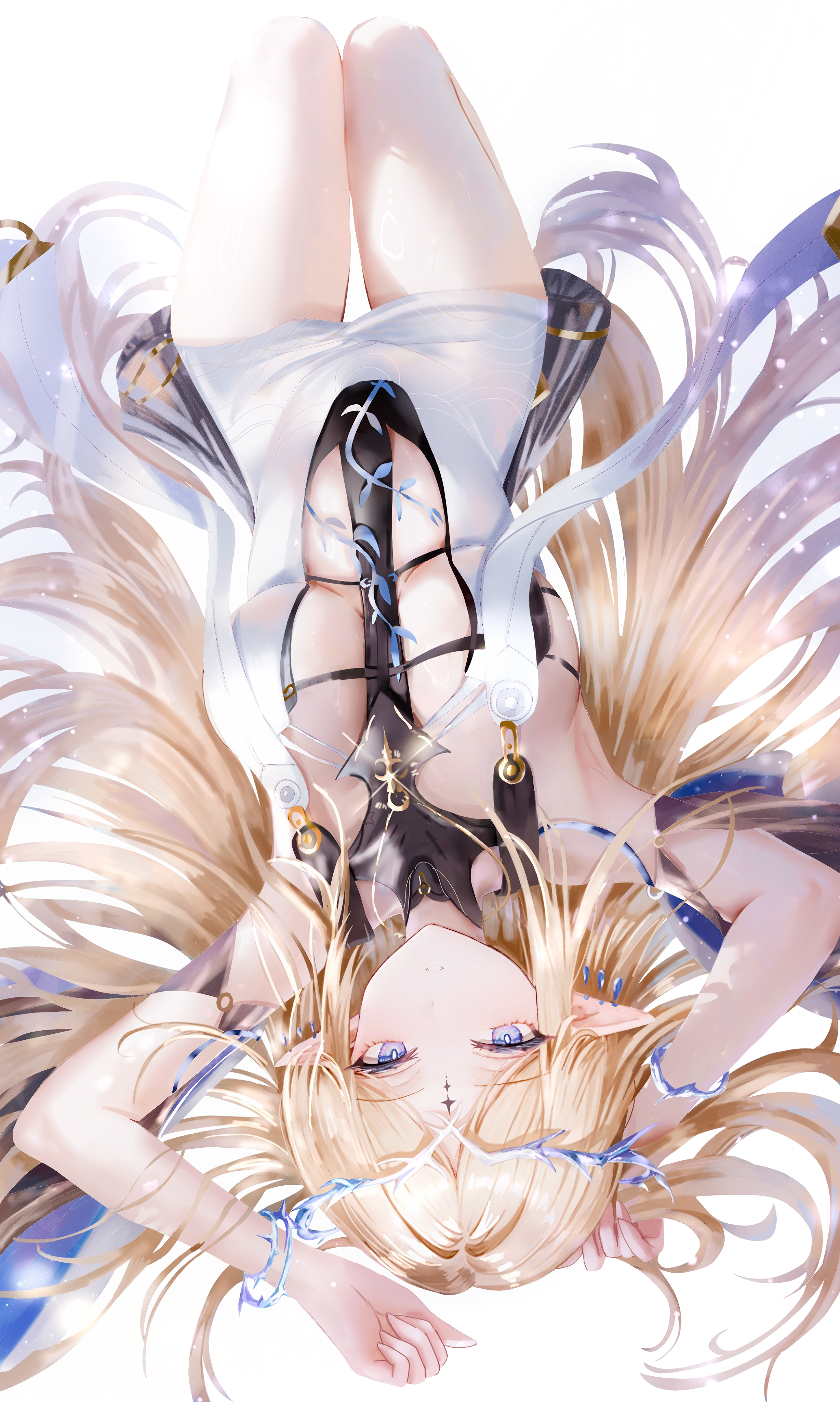 age_fx cartethyia dress no_bra pointy_ears tattoo wuthering_waves