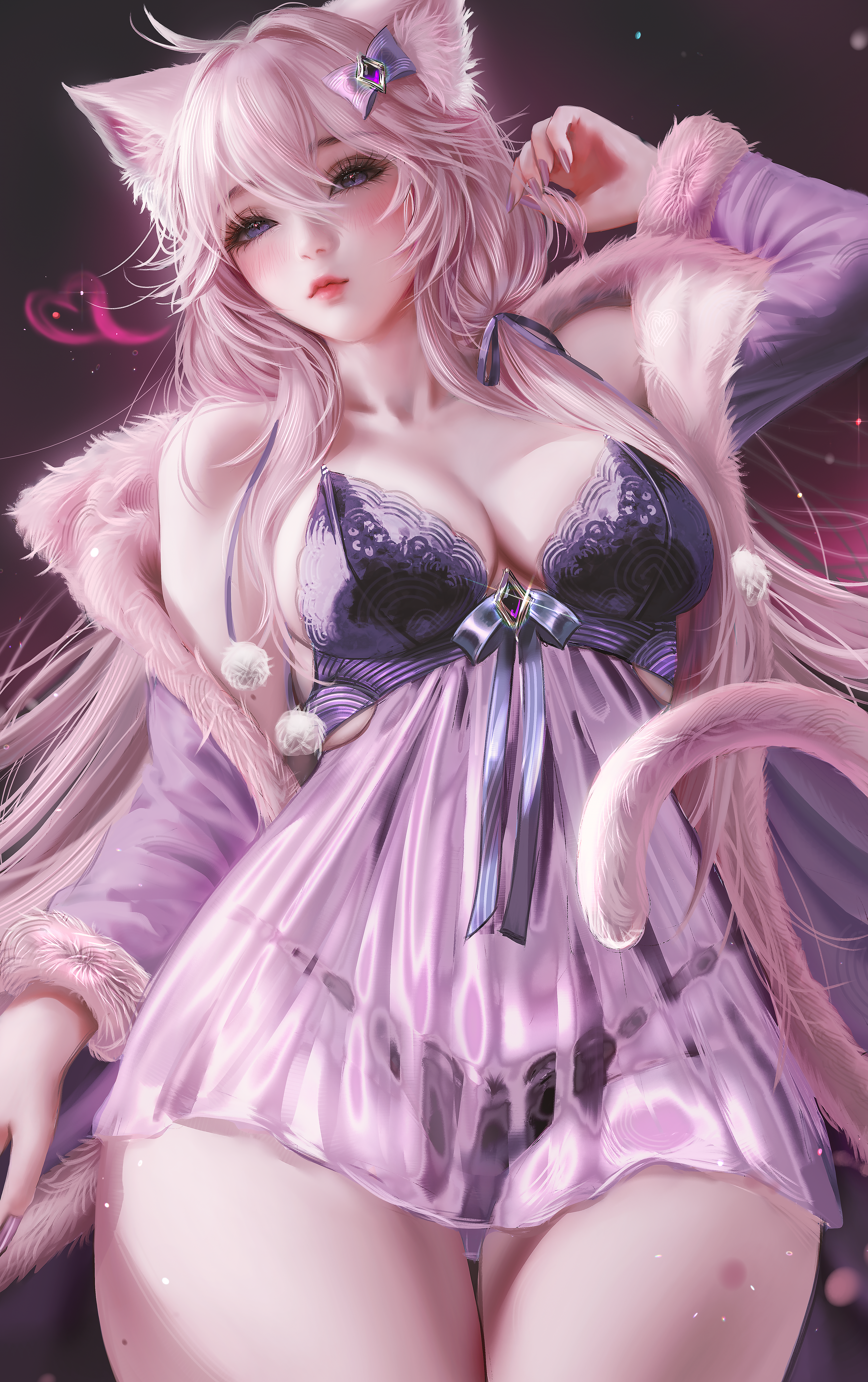 animal_ears lingerie nekomimi nixeu nyatasha_nyanners pantsu see_through tail vshojo