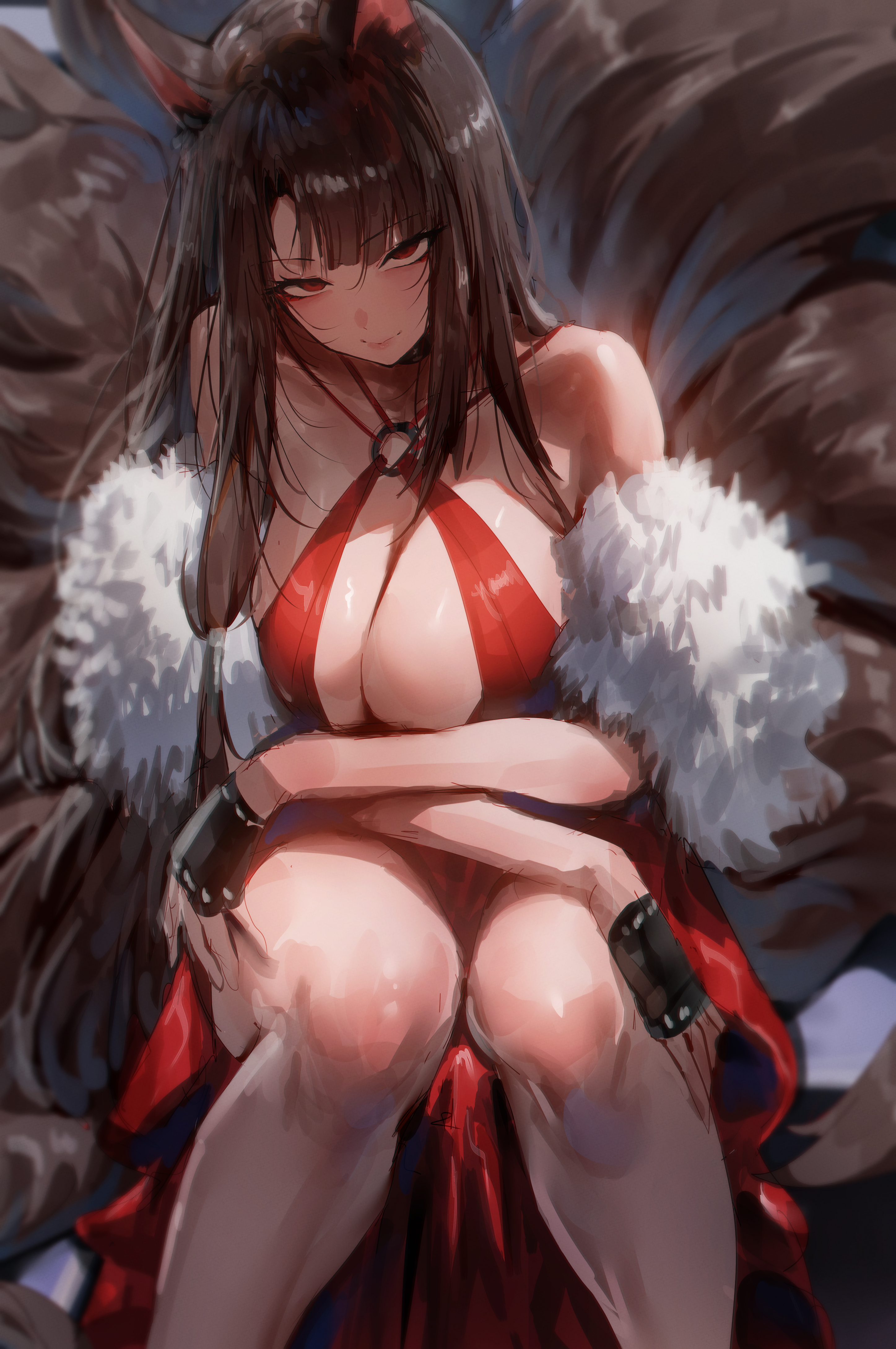 rororo azur lane akagi (azur lane) animal ears dress kitsune no bra ...