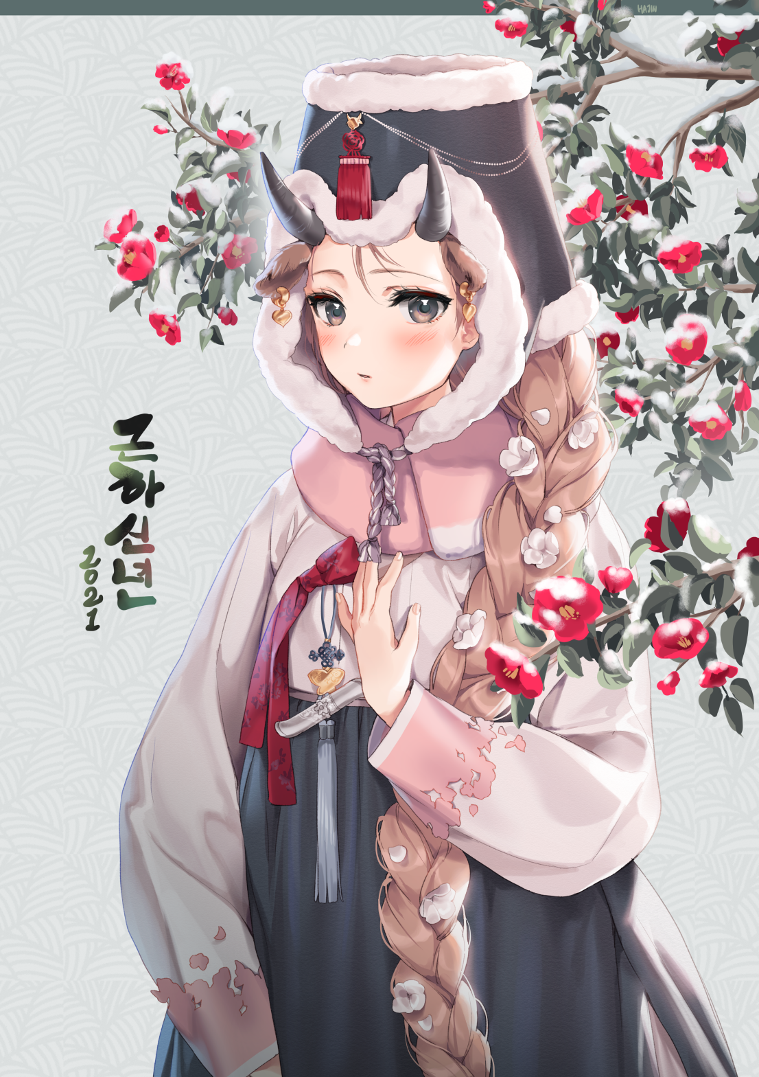 animal_ears asian_clothes hajin horns