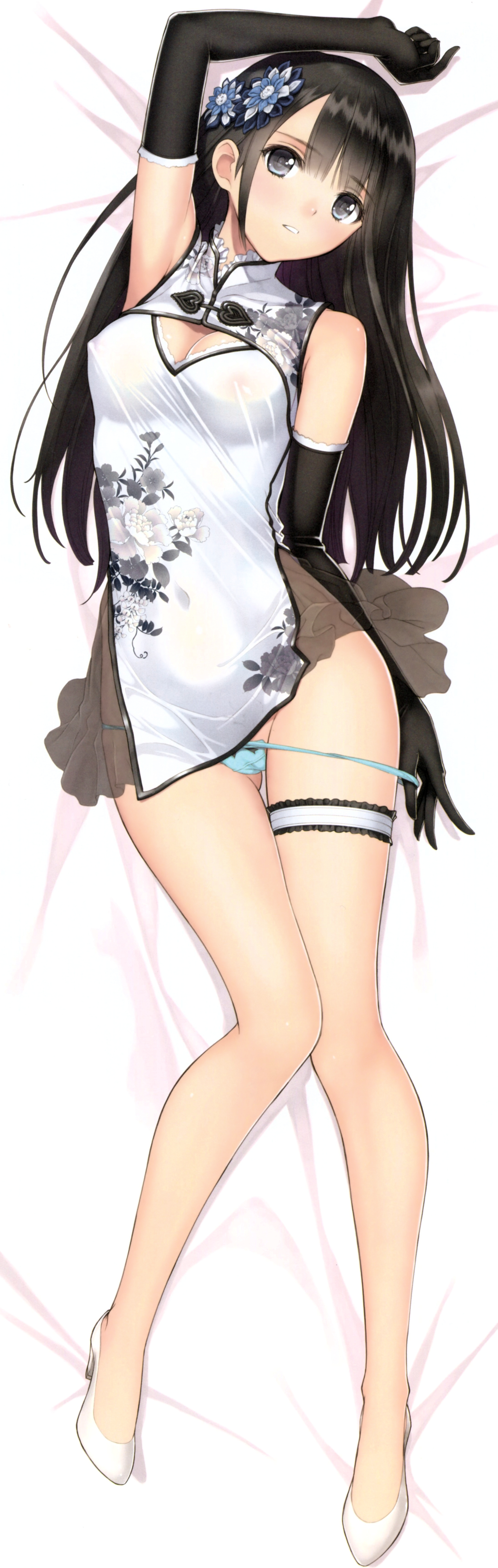 areola cameltoe chinadress dakimakura enjou_genmu_tan erect_nipples garter heels no_bra pantsu panty_pull ping_yi possible_duplicate see_through tony_taka undressing