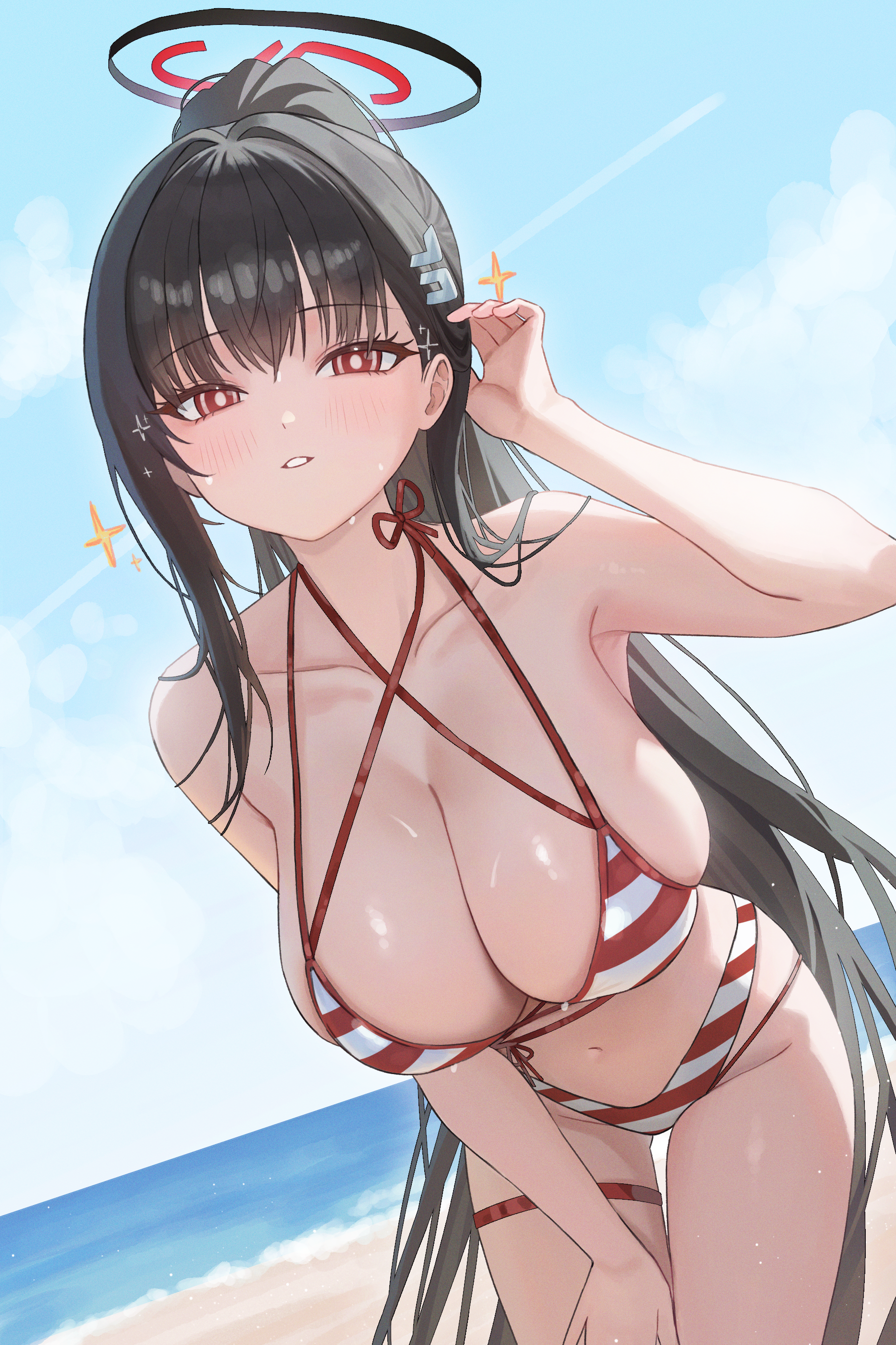 bikini blue_archive garter halo swimsuits tsukatsuki_rio yamu_(yamu_030)