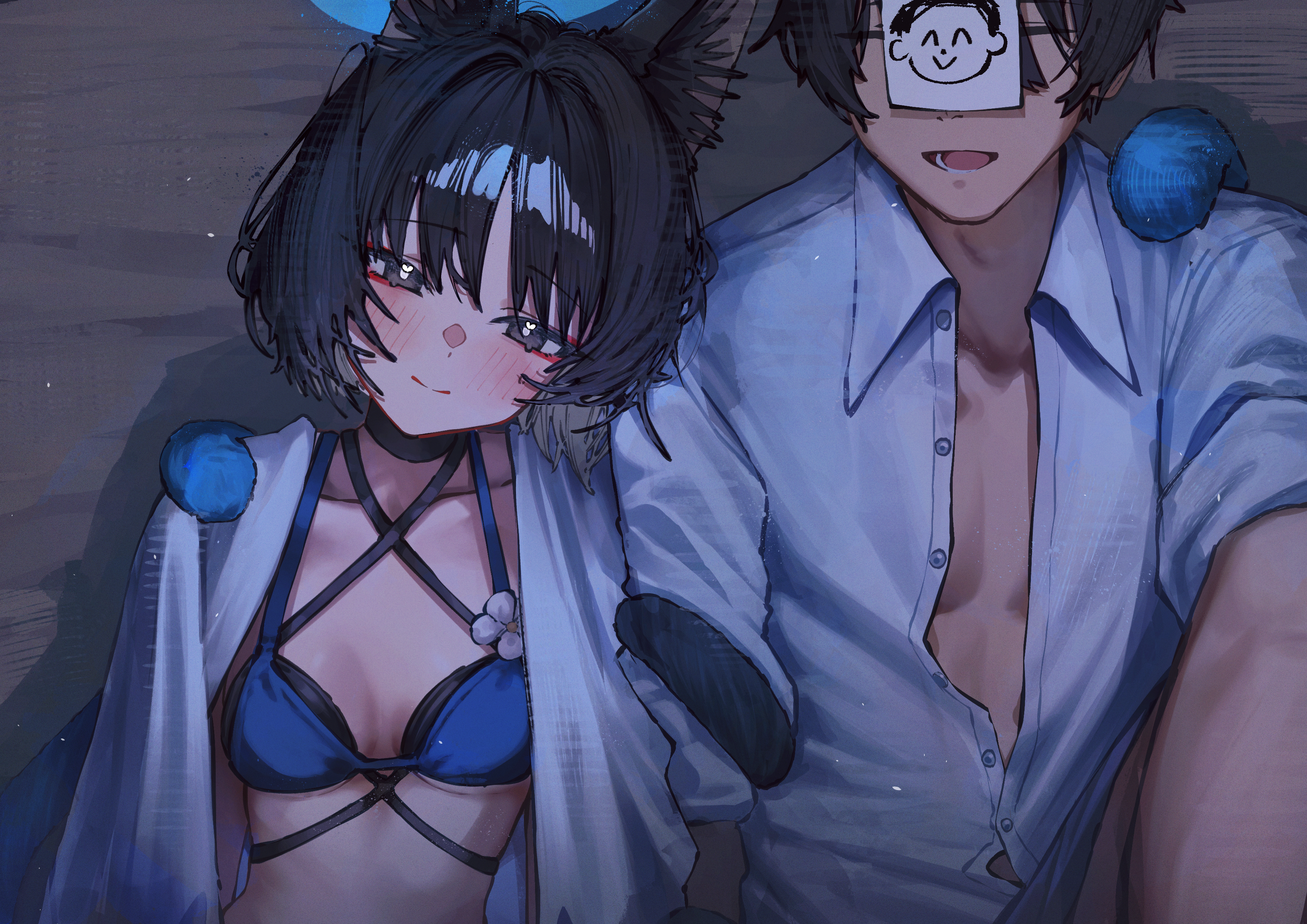 animal_ears betabeet bikini_top blue_archive halo japanese_clothes kiryuu_kikyou nekomimi see_through swimsuits tail