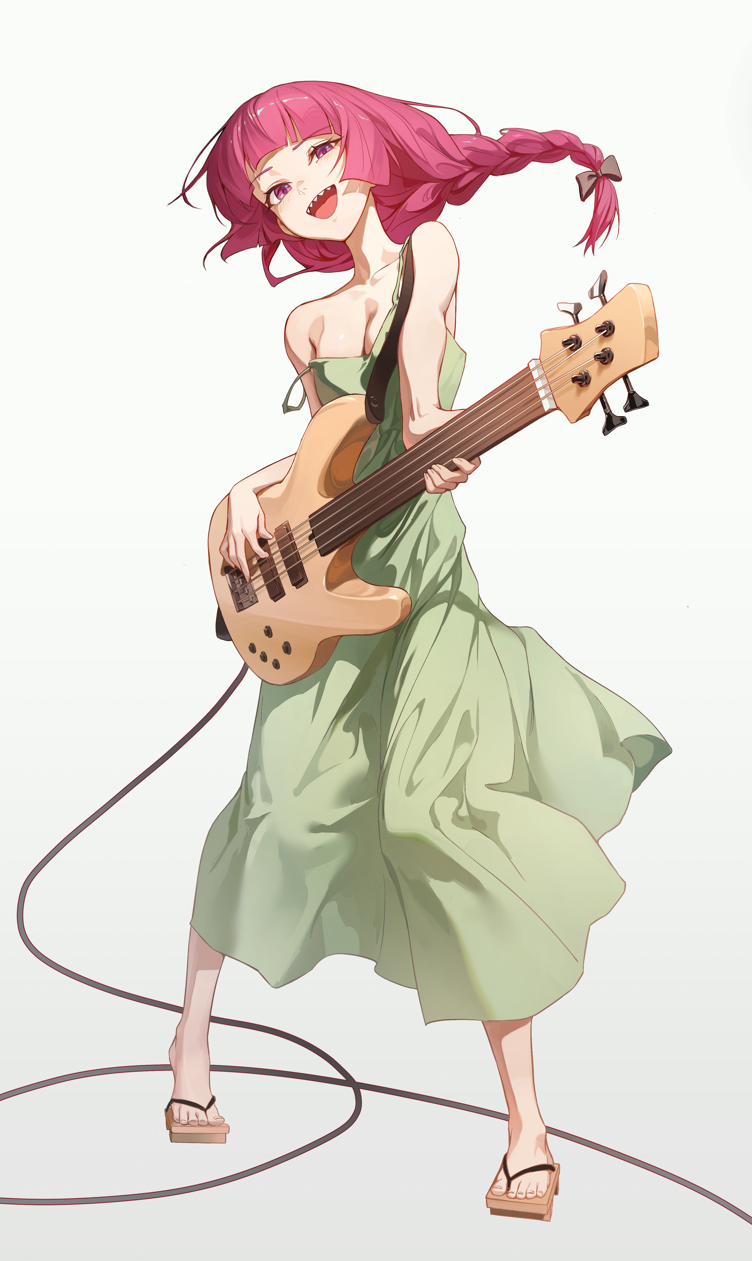 alohayuja bocchi_the_rock! dress guitar hiroi_kikuri no_bra summer_dress