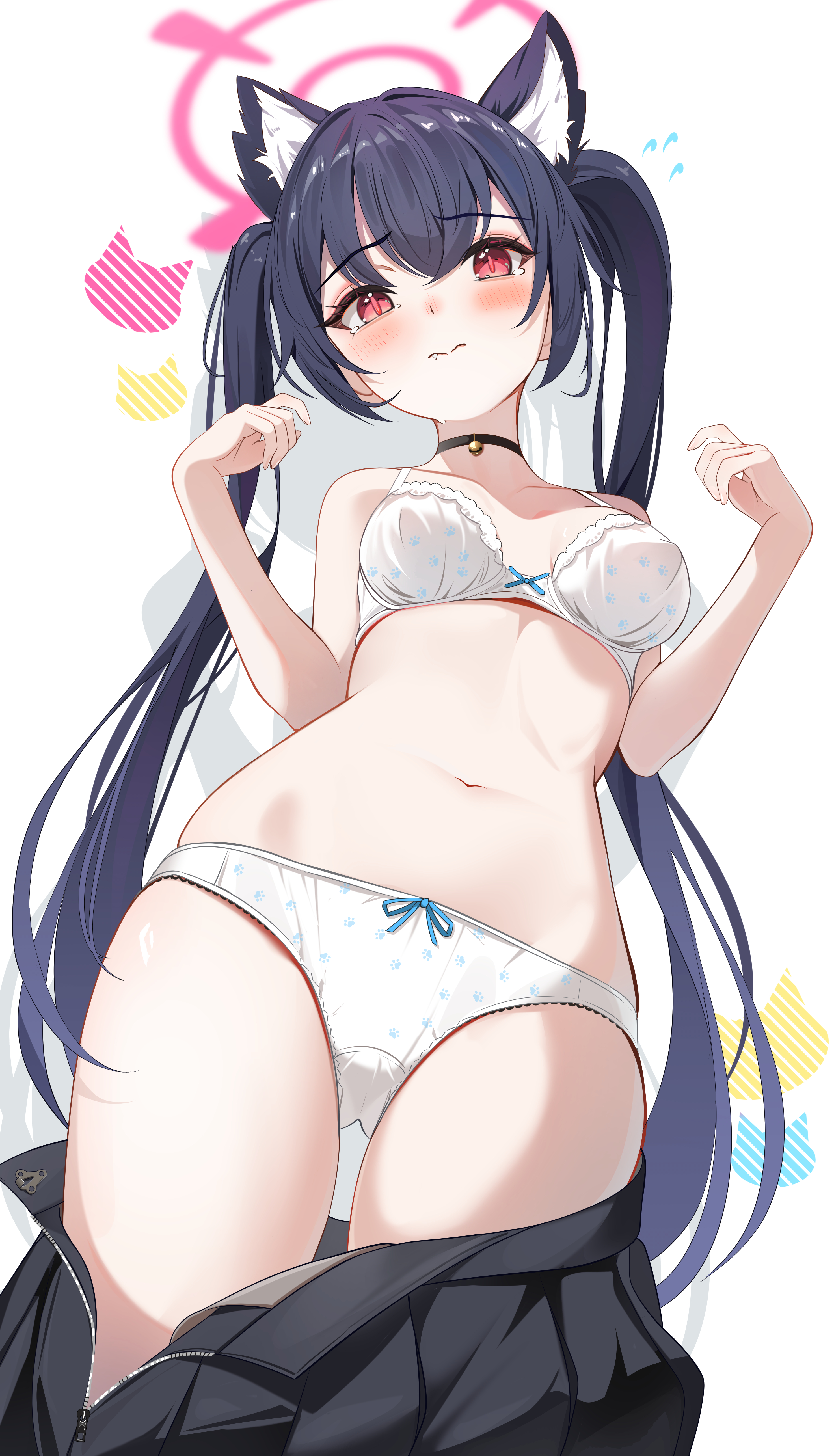 animal_ears blue_archive bra halo kuromi_serika pantsu sikimosh undressing