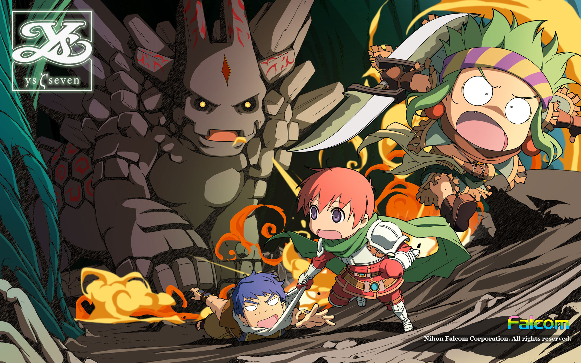 falcom ys ys seven adol christin dogi elk (ys) chibi wallpaper ...