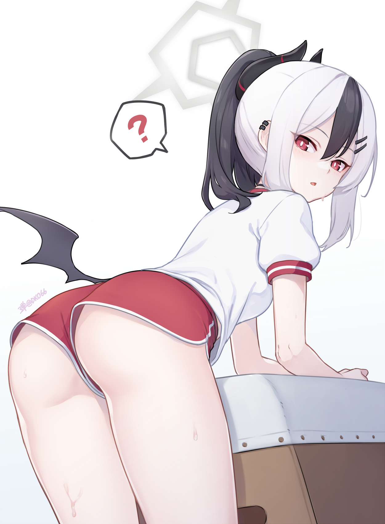 ass blue_archive dan_(kumadan) devil gym_uniform halo horns onikata_kayoko wings