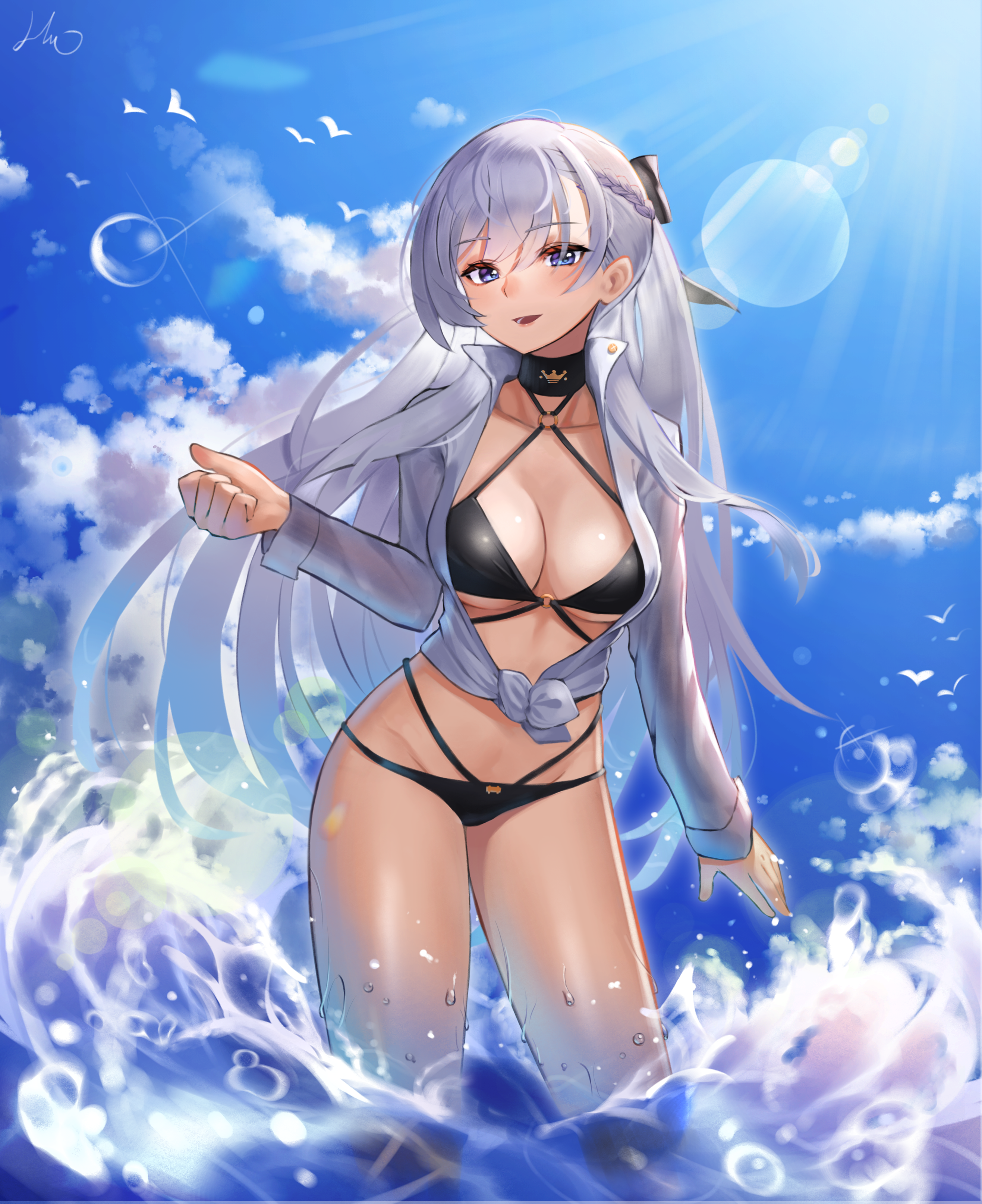 Lordol Azur Lane Belfast Azur Lane Bikini Dress Shirt