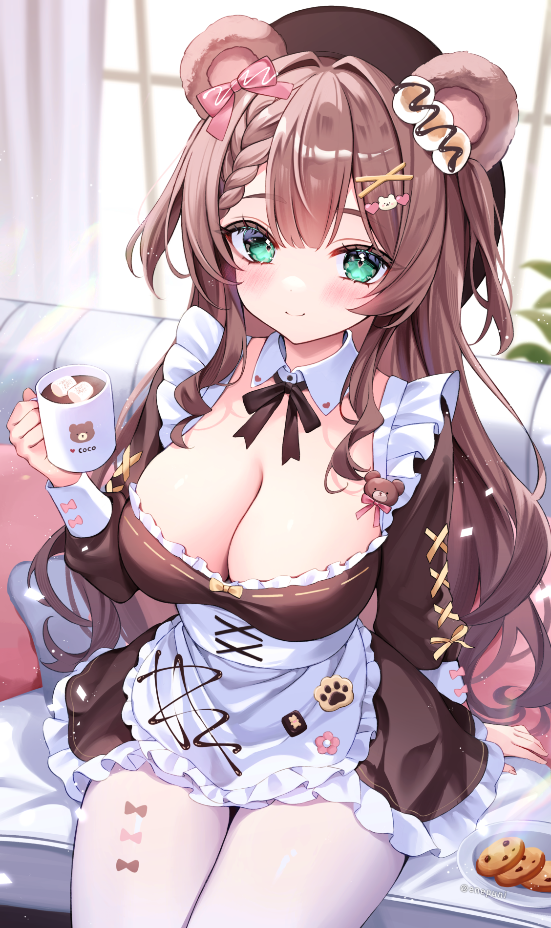 animal_ears enepuni maid no_bra pantyhose