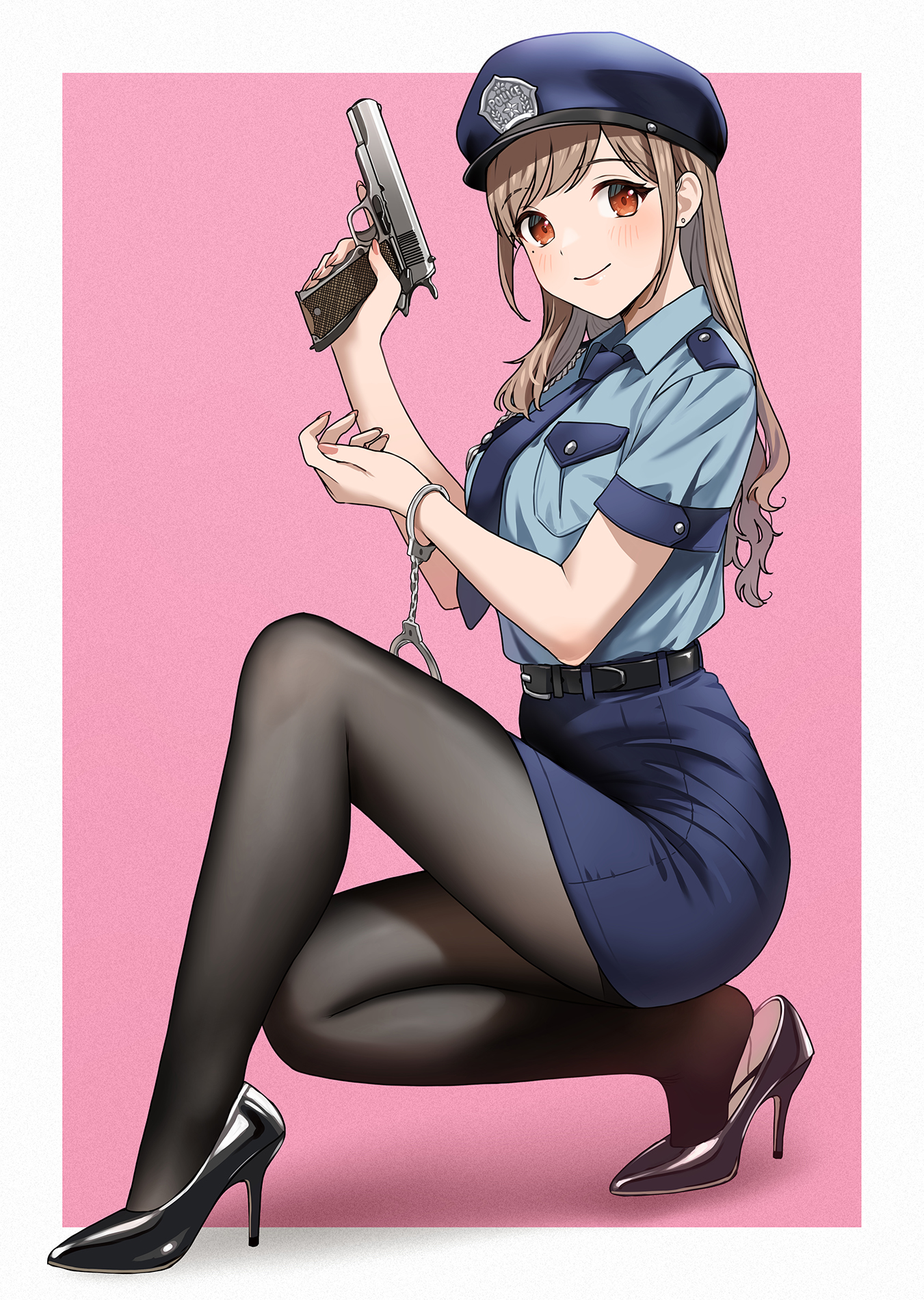 doushimasho gun heels pantyhose police_uniform