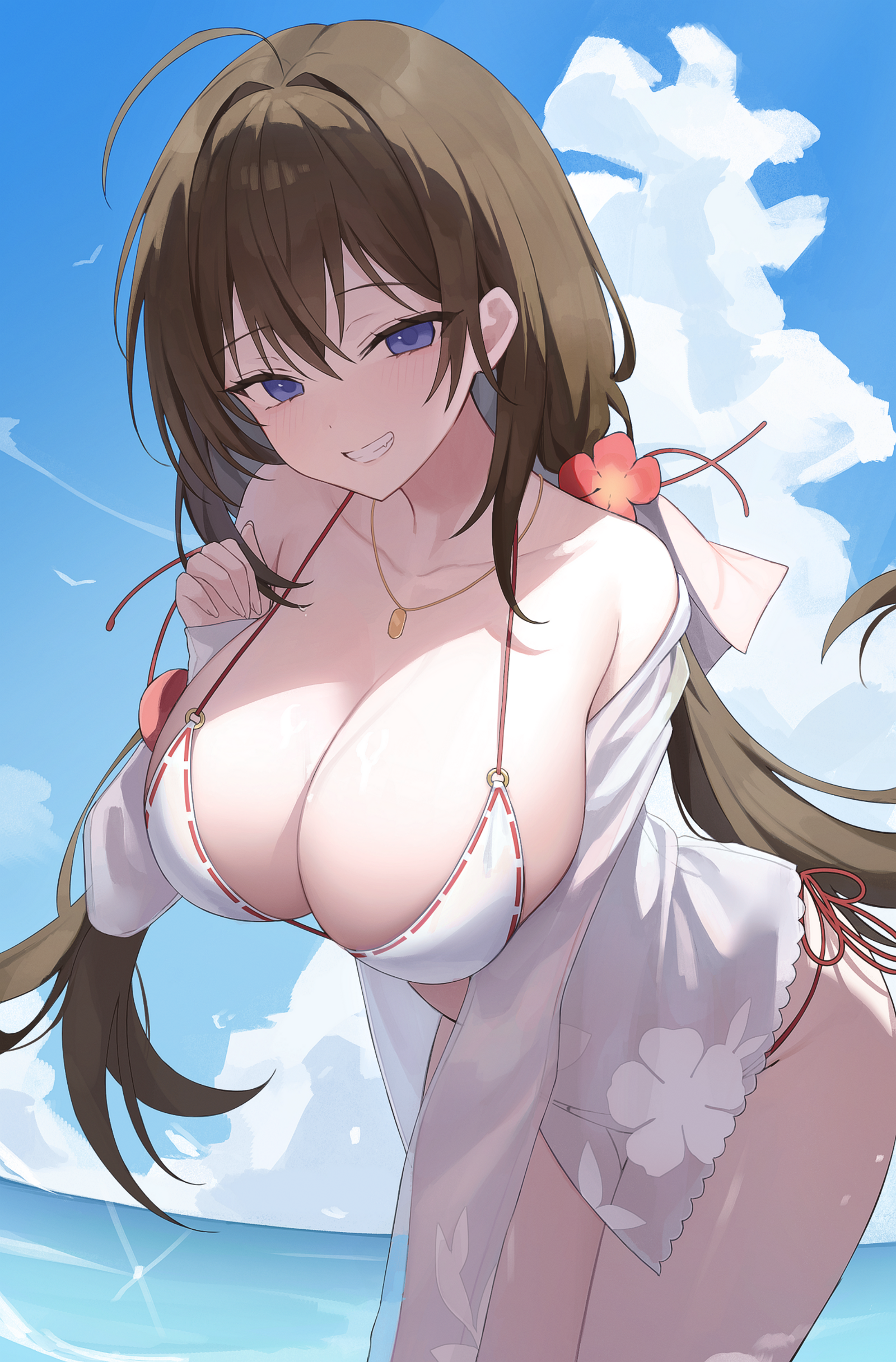 bikini chimyo open_shirt see_through swimsuits takamiya_keika