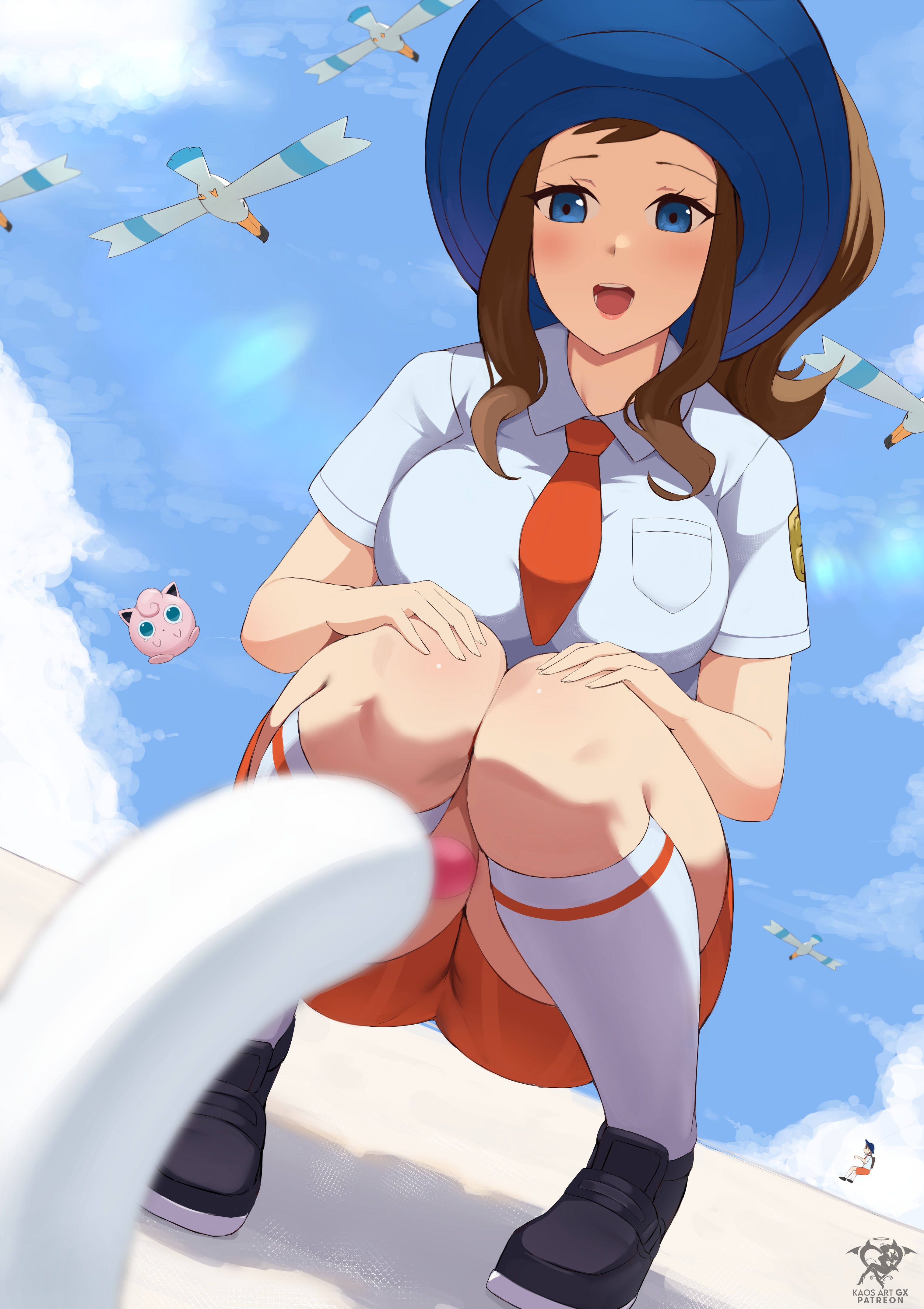 aoi_(pokemon) cosplay jigglypuff kaos_art pokemon pokemon_bw pokemon_sv seifuku touko_(pokemon) wiglett wingull