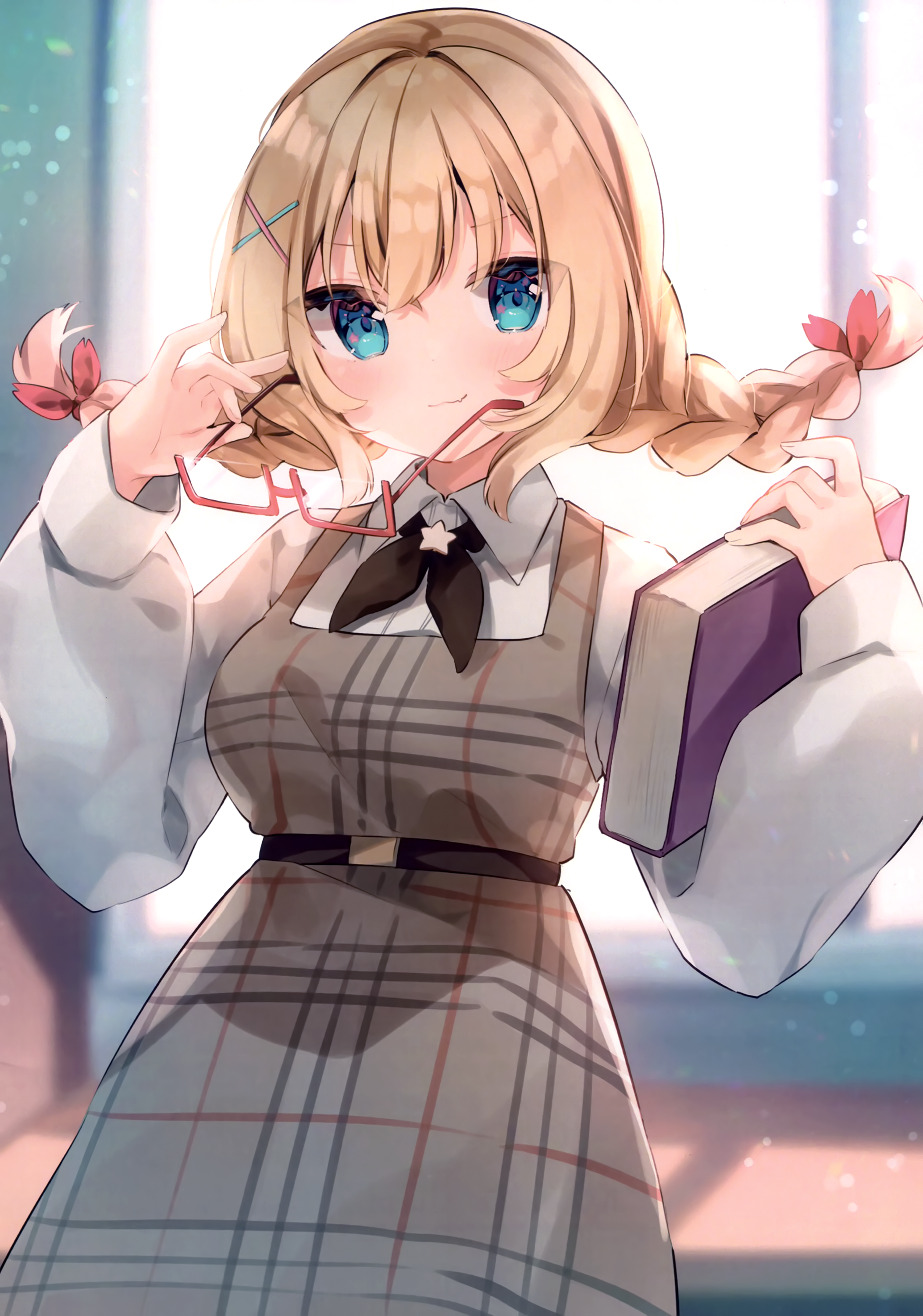 indie_virtual_youtuber kani_biimu_(vtuber) megane no_name pirose seifuku