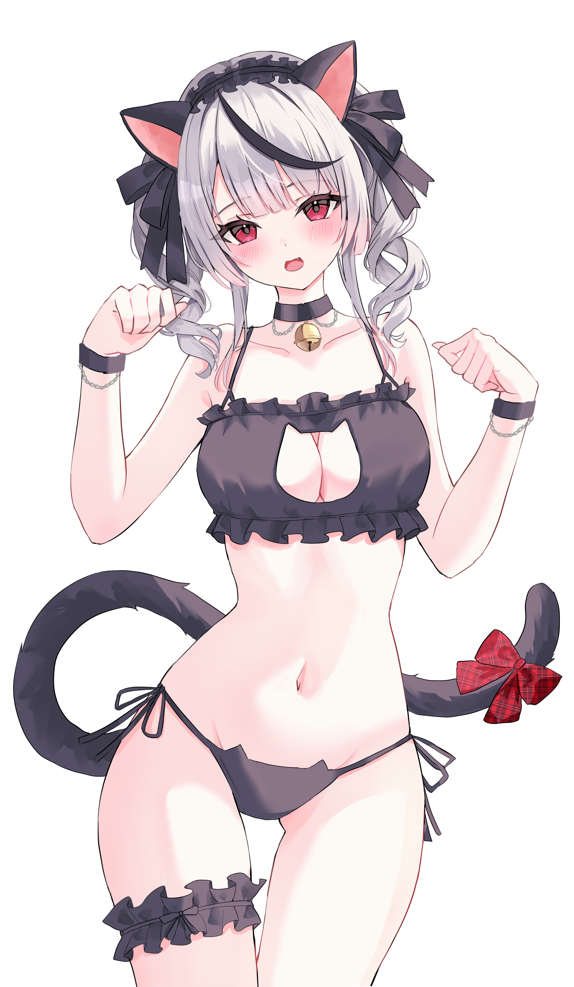 animal_ears bra garter hololive nekomimi pantsu sakamata_chloe string_panties suineco tail