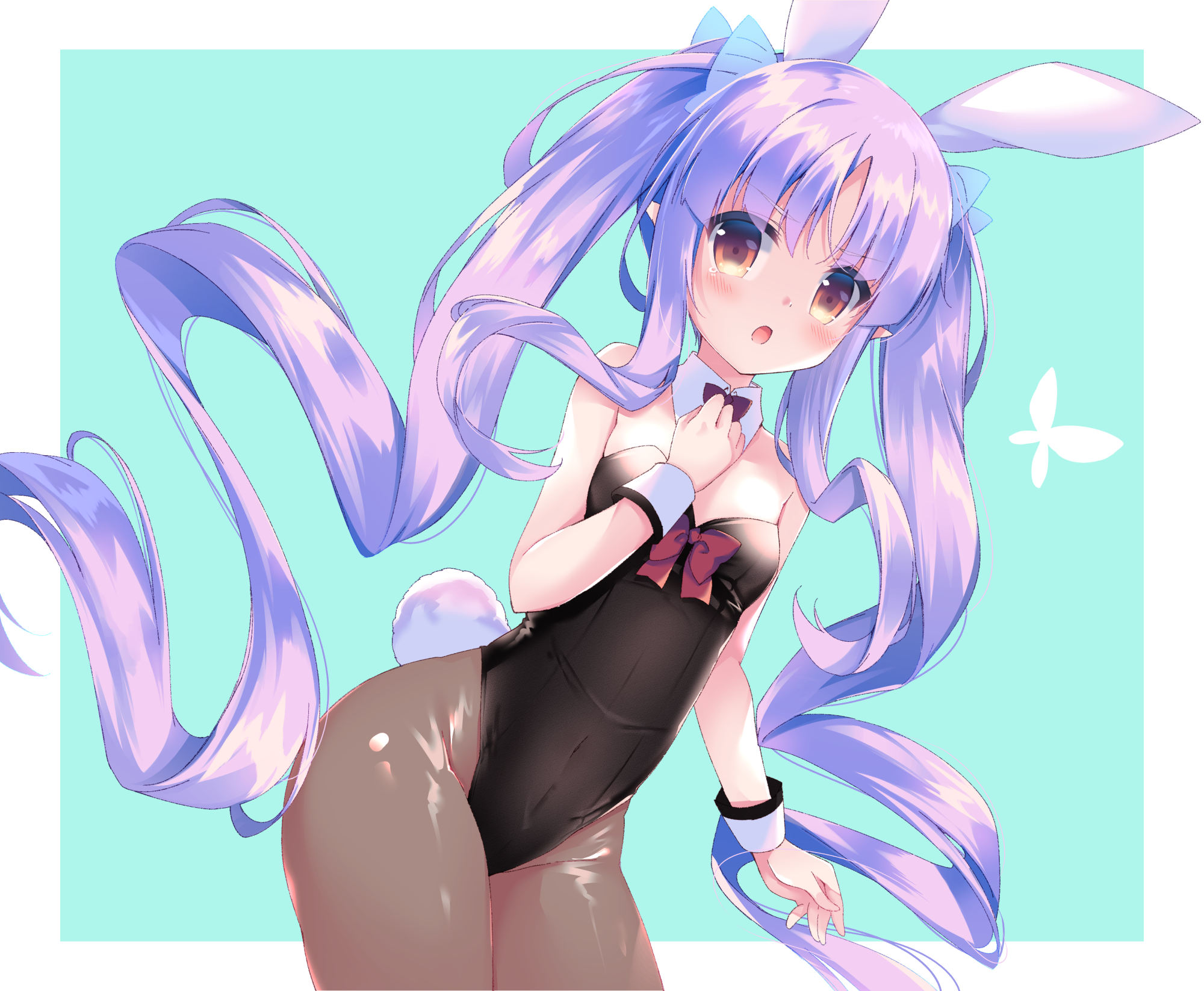 animal_ears bunny_ears bunny_girl hikawa_kyouka nanamomo_rio no_bra pantyhose pointy_ears princess_connect! princess_connect!_re:dive tail