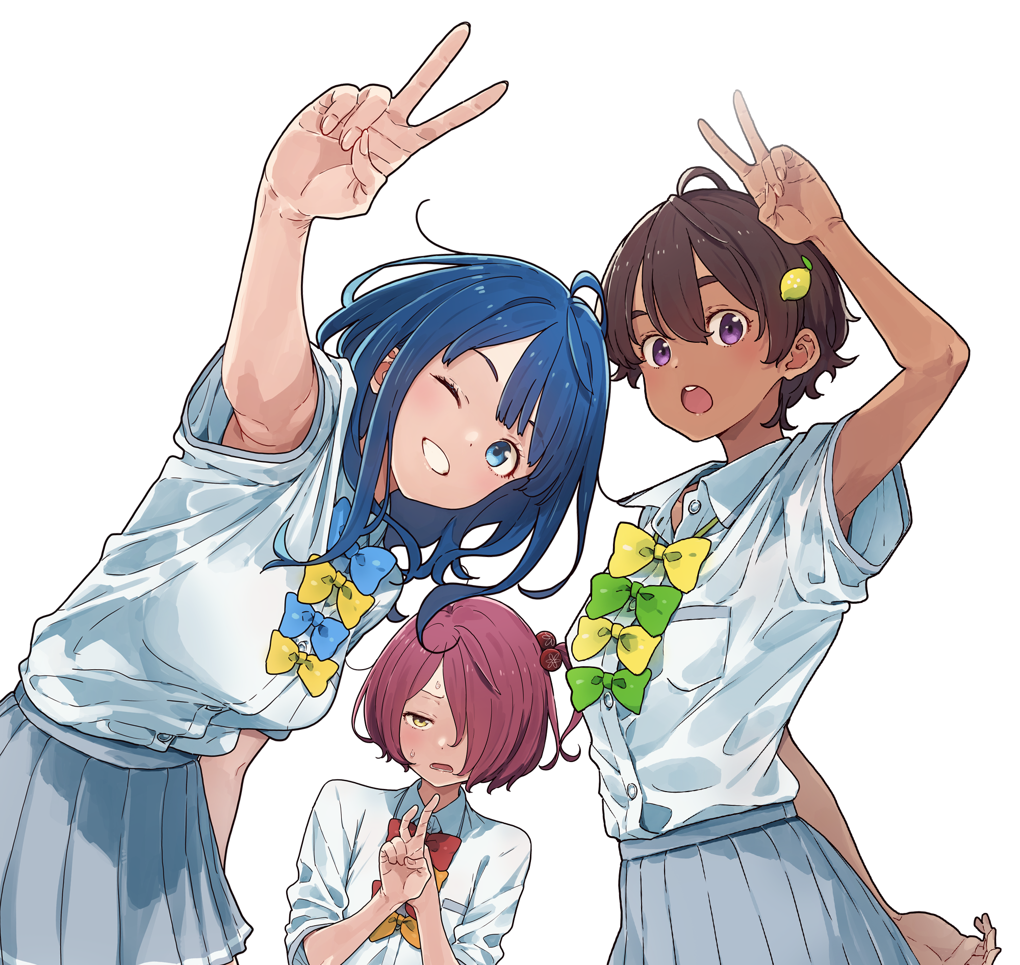 imigimuru komari_chika make_heroine_ga_oosugiru! seifuku transparent_png yakishio_lemon yanami_anna