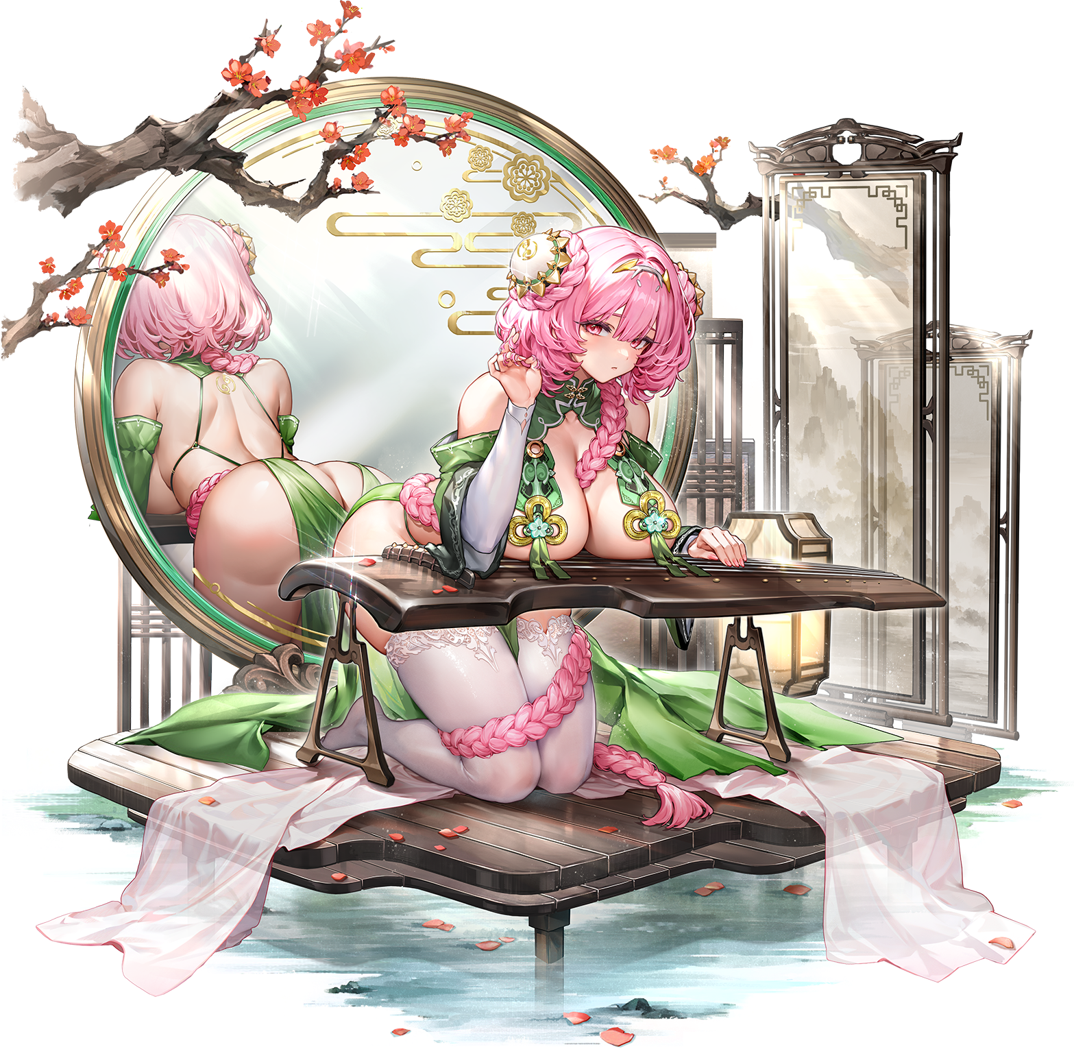 asian_clothes ass cross_core no_bra nopan tagme thighhighs transparent_png