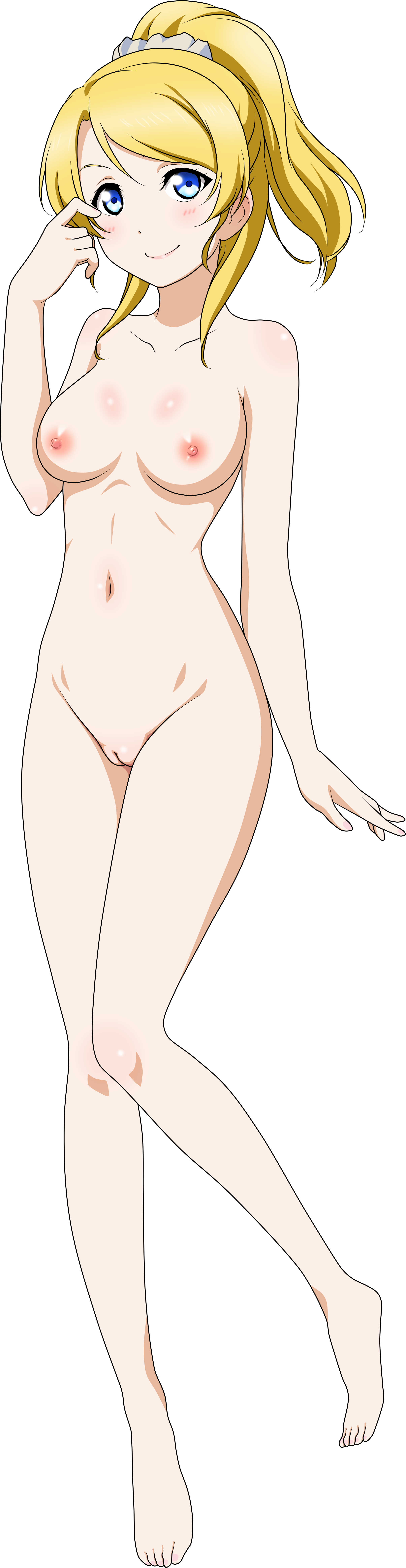 ayase_eli love_live! love_live!_(series) naked nipples pussy transparent_png uncensored vector_trace