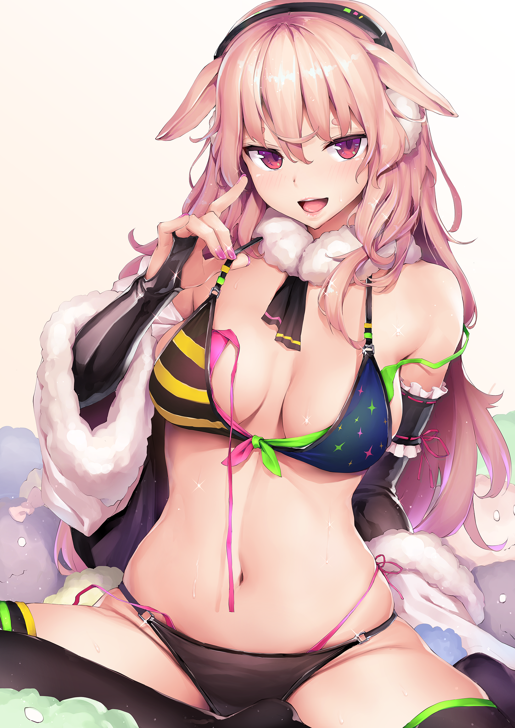 .live animal_ears bikini idol-bu mokota_mememe open_shirt swimsuits sy4 thighhighs