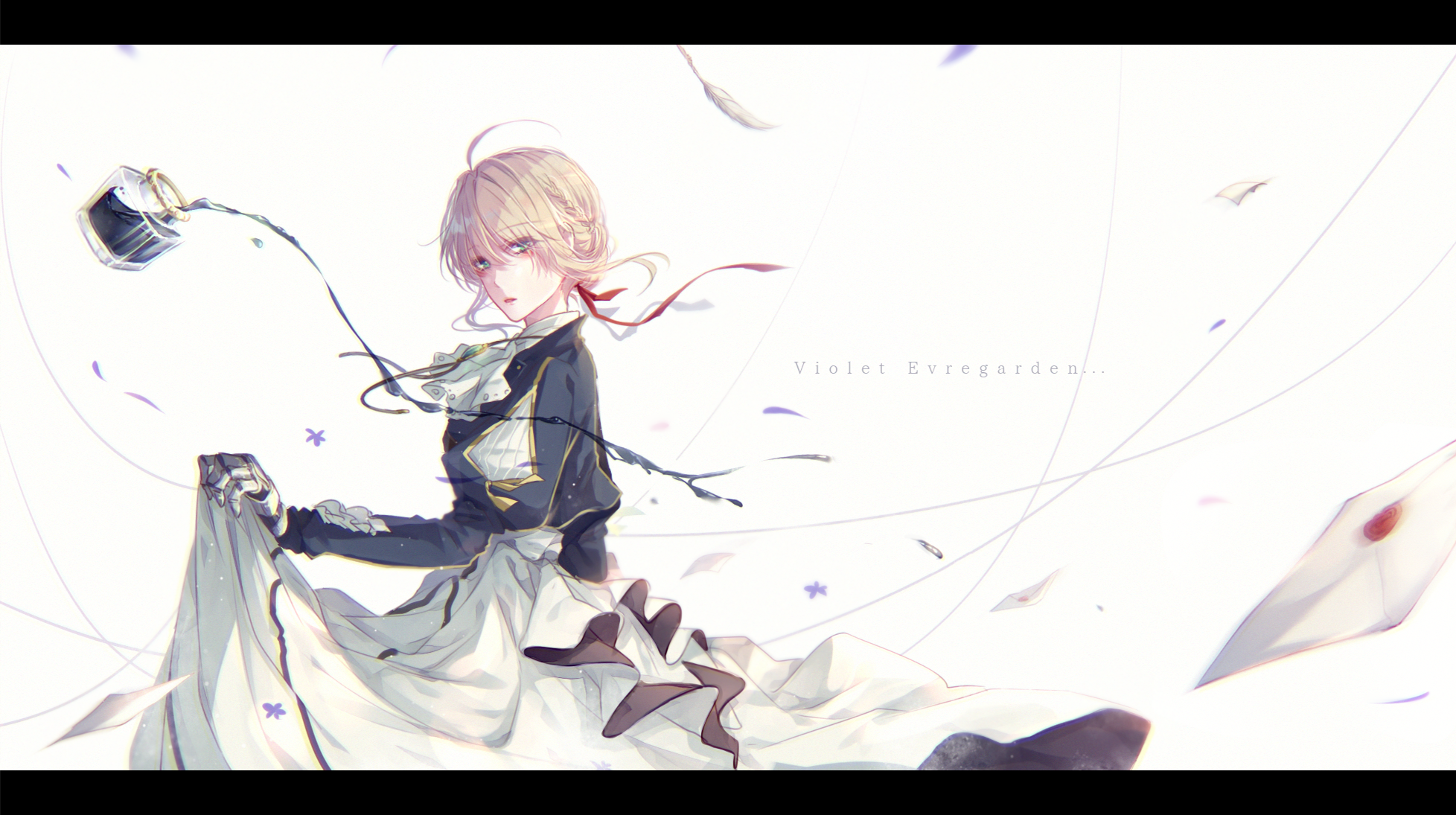 dress mecha_musume mokoppe skirt_lift violet_evergarden violet_evergarden_(character)