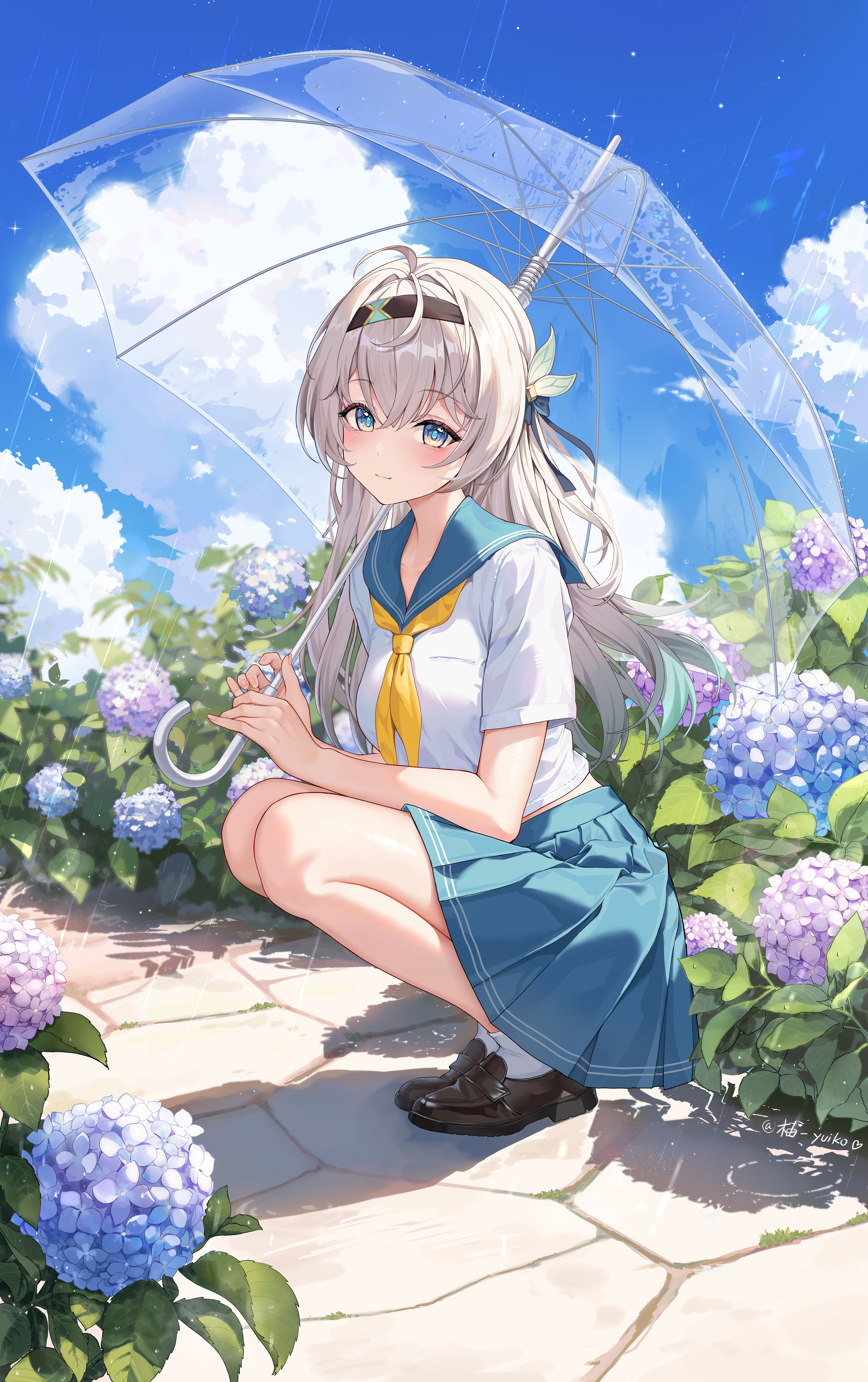 firefly honkai:_star_rail seifuku skirt_lift umbrella yuuichi_yuiko