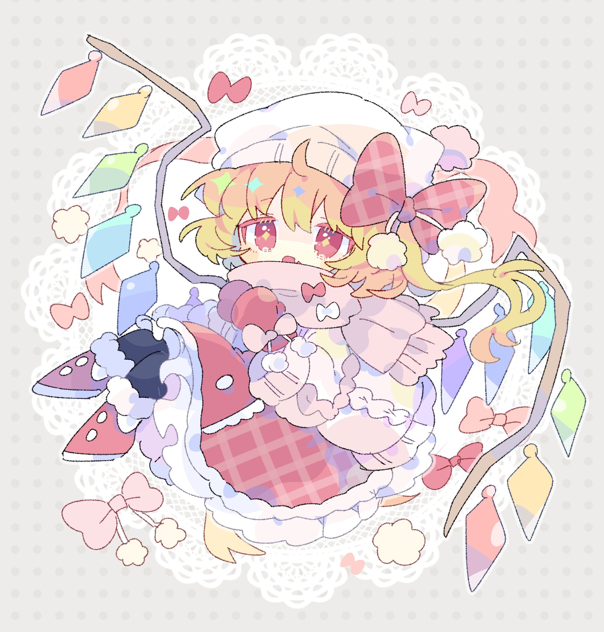 chibi flandre_scarlet niko_rashika skirt_lift sweater touhou wings