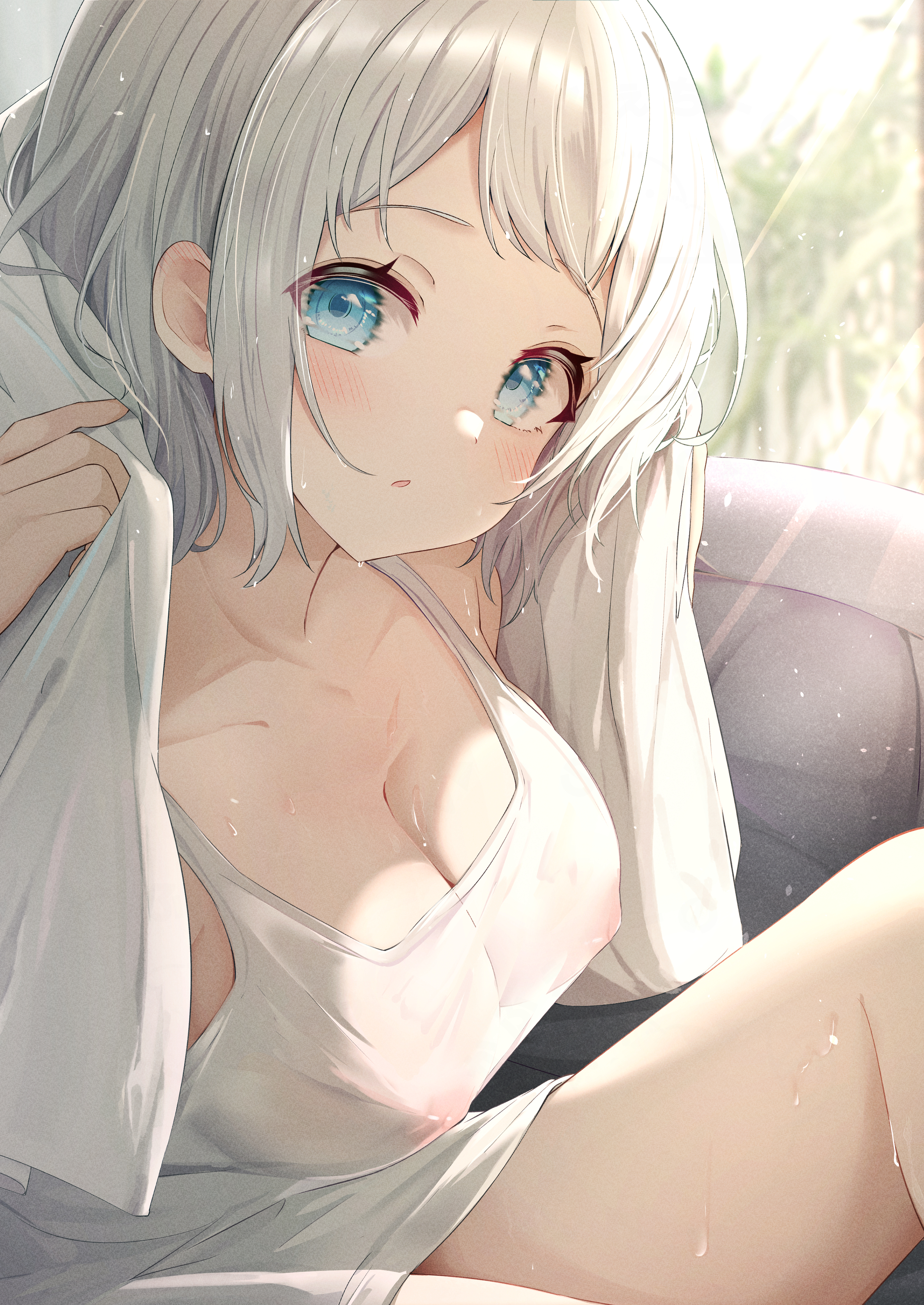 gakuen_idolm@ster katsuragi_lilja nipples no_bra see_through sky_cappuccino the_idolm@ster towel wet wet_clothes