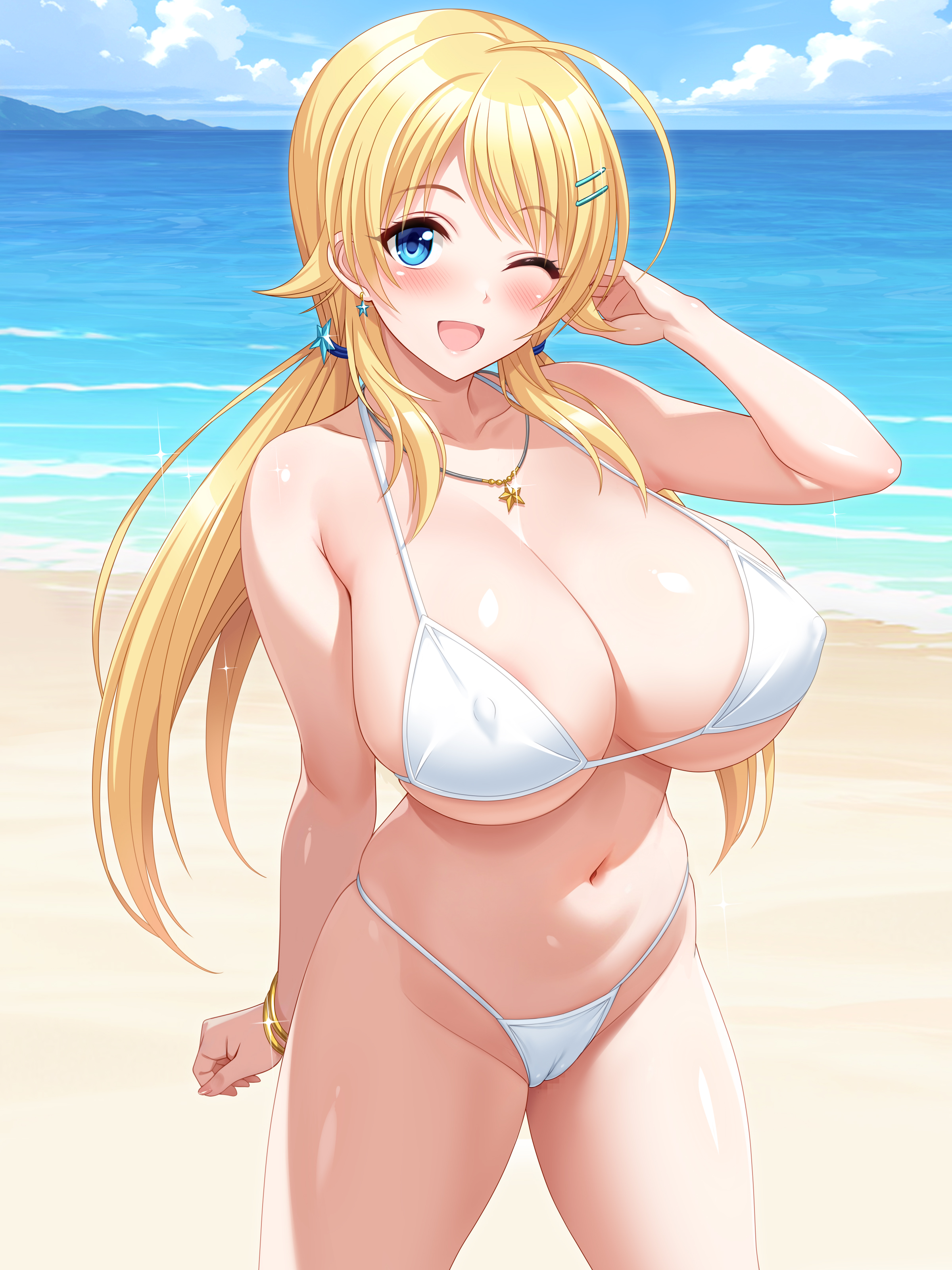 areola bikini cameltoe cygnus hachimiya_meguru pubic_hair swimsuits the_idolm@ster the_idolm@ster_shiny_colors