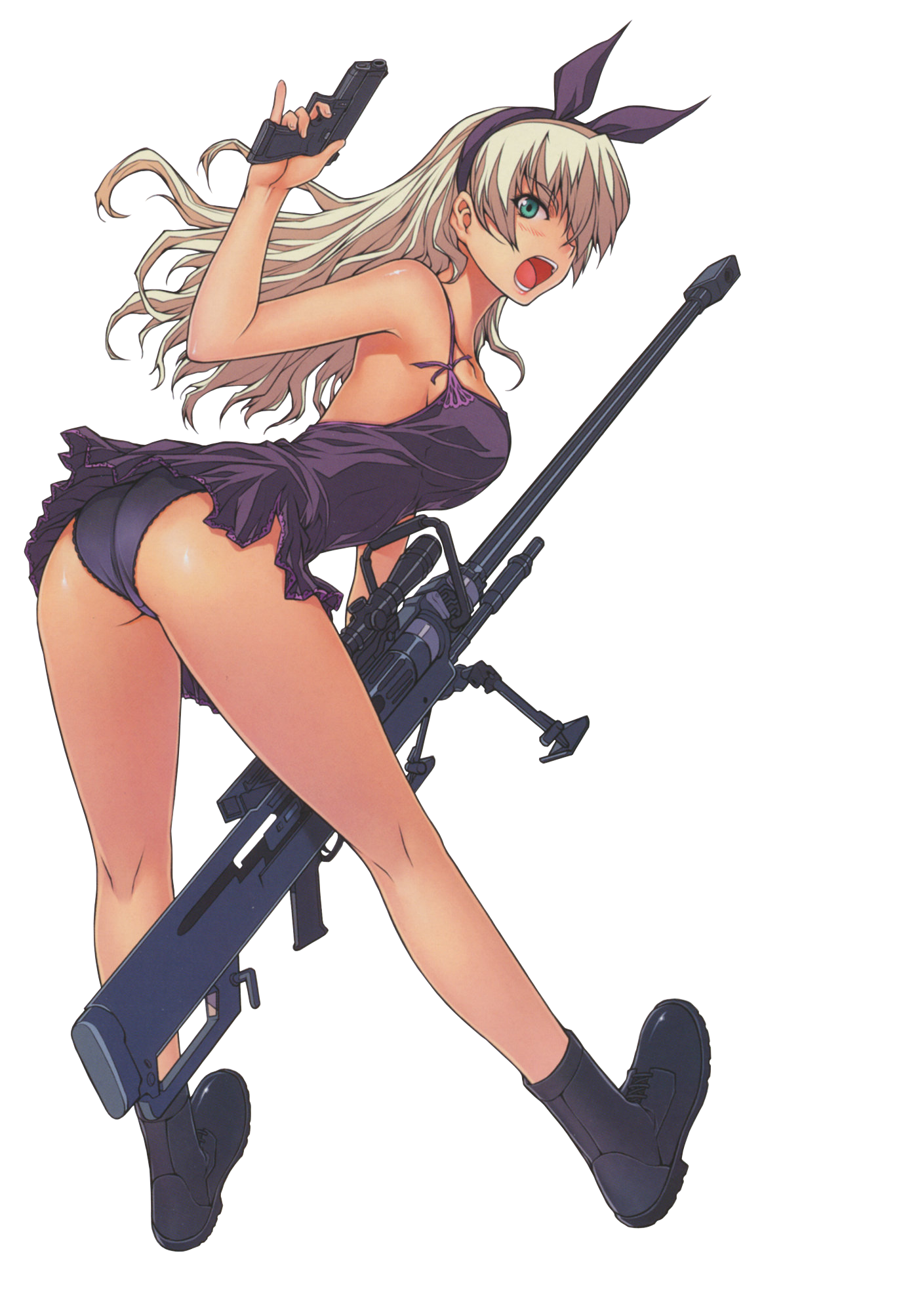 ass dress gun kim_kwang-hyun no_bra onihime_vs pantsu photoshop transparent_png