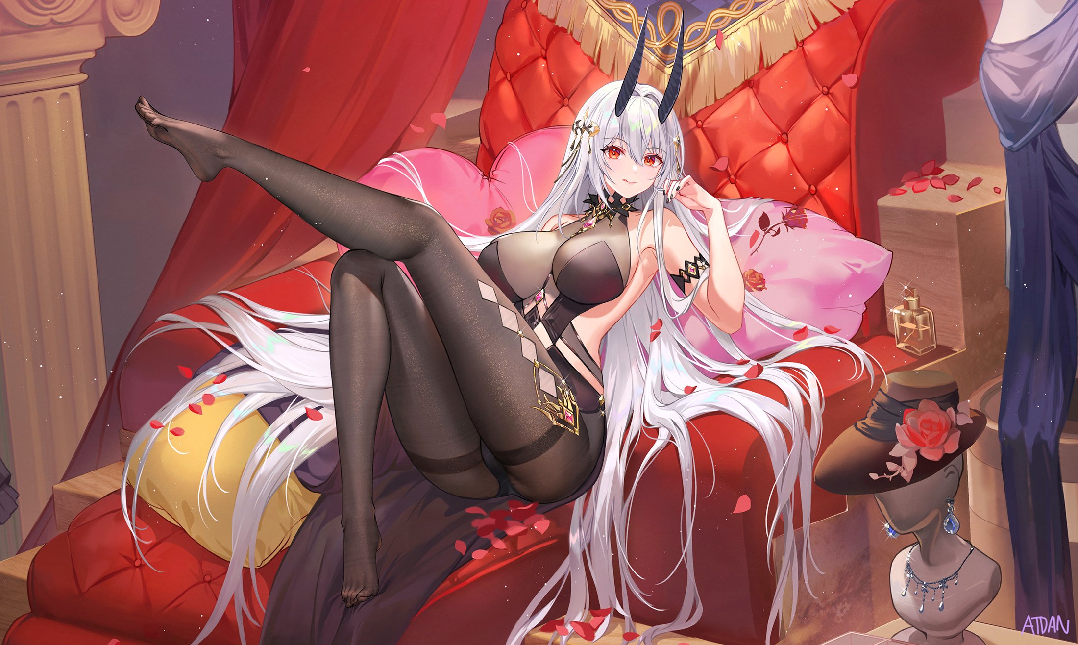 atdan echocalypse horns no_bra pantyhose see_through
