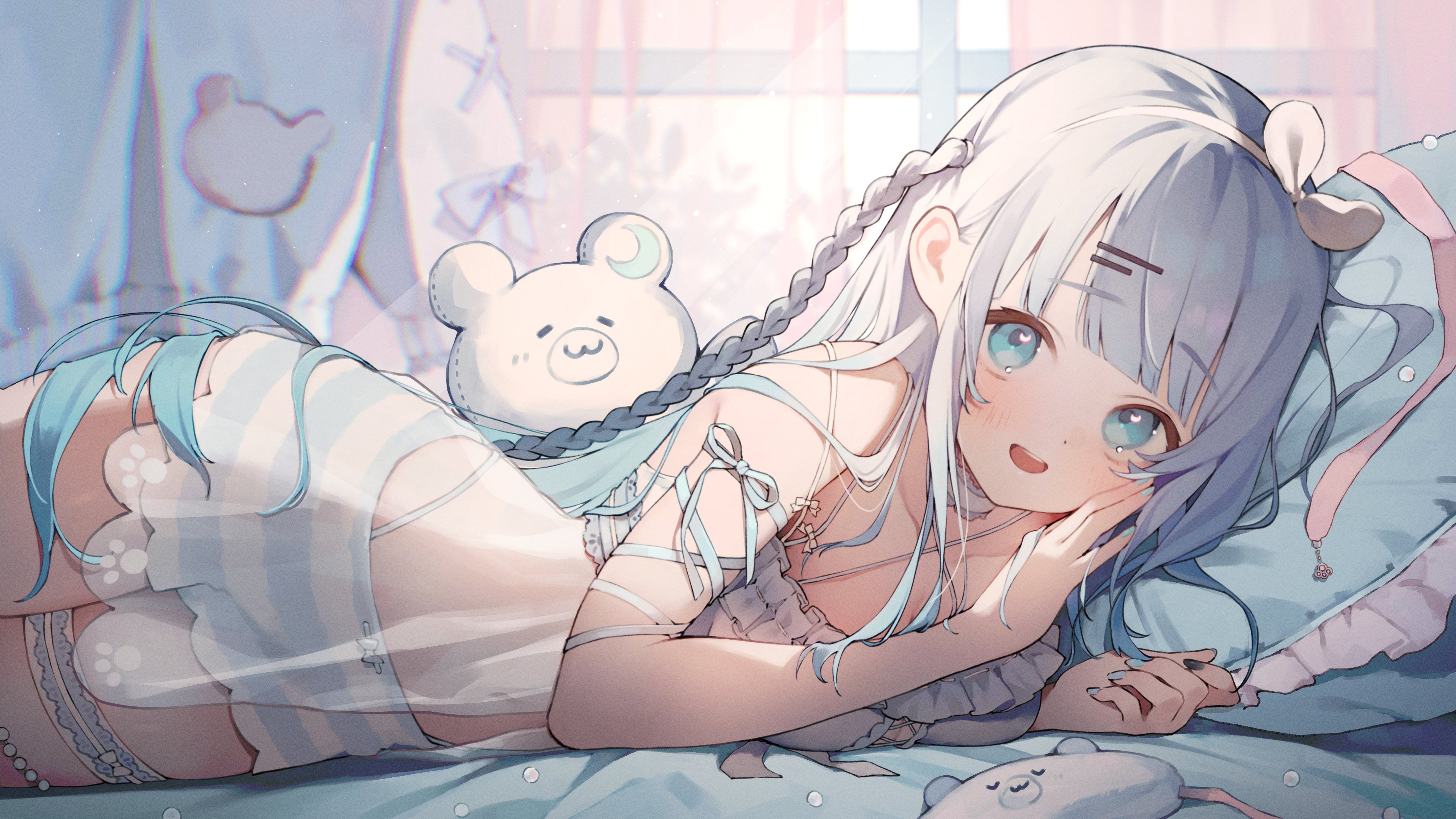 detexted garter indie_virtual_youtuber lingerie pantsu see_through una_nagi usui_yura wallpaper