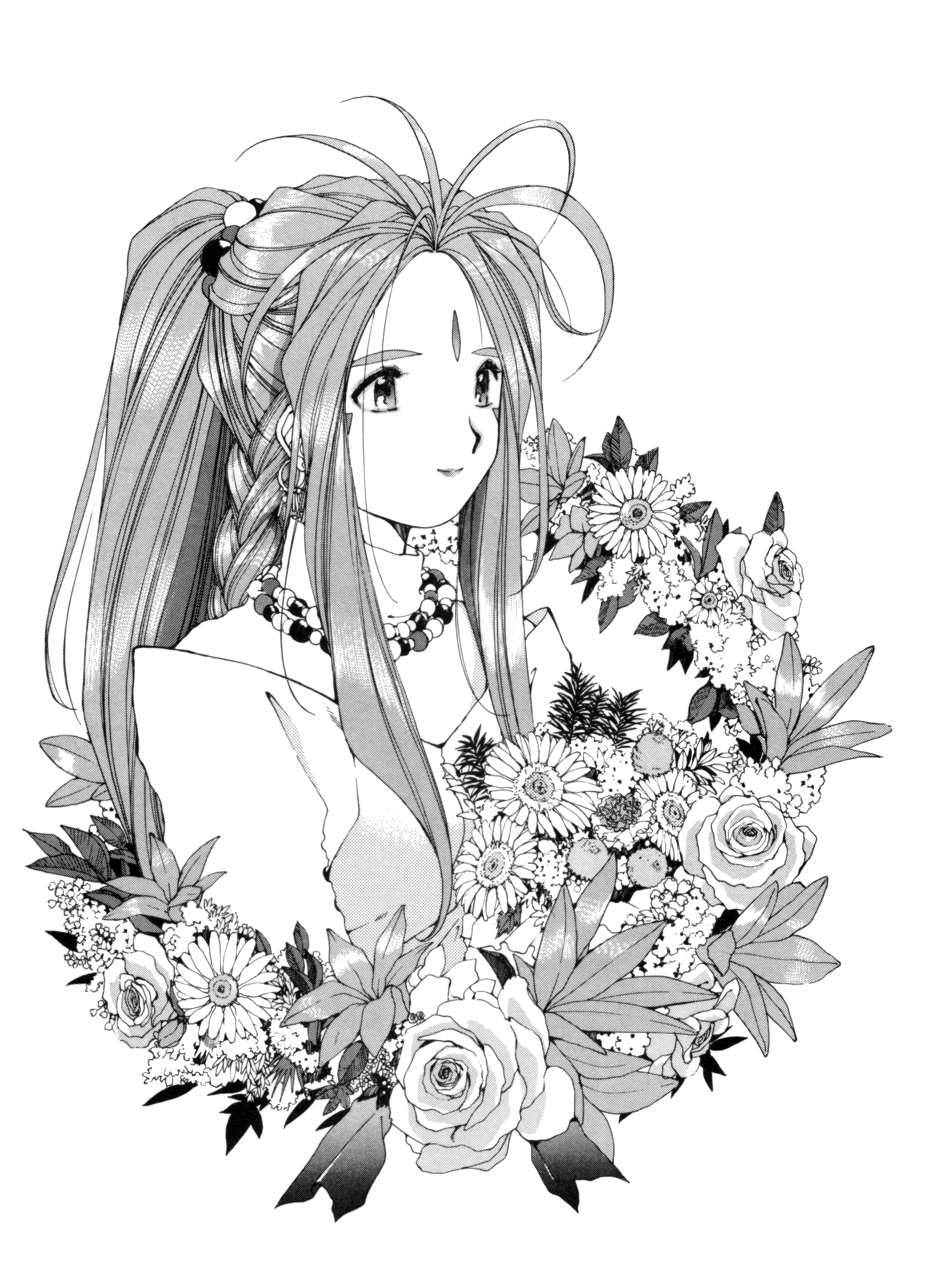 ah_my_goddess belldandy fixed fujishima_kousuke monochrome