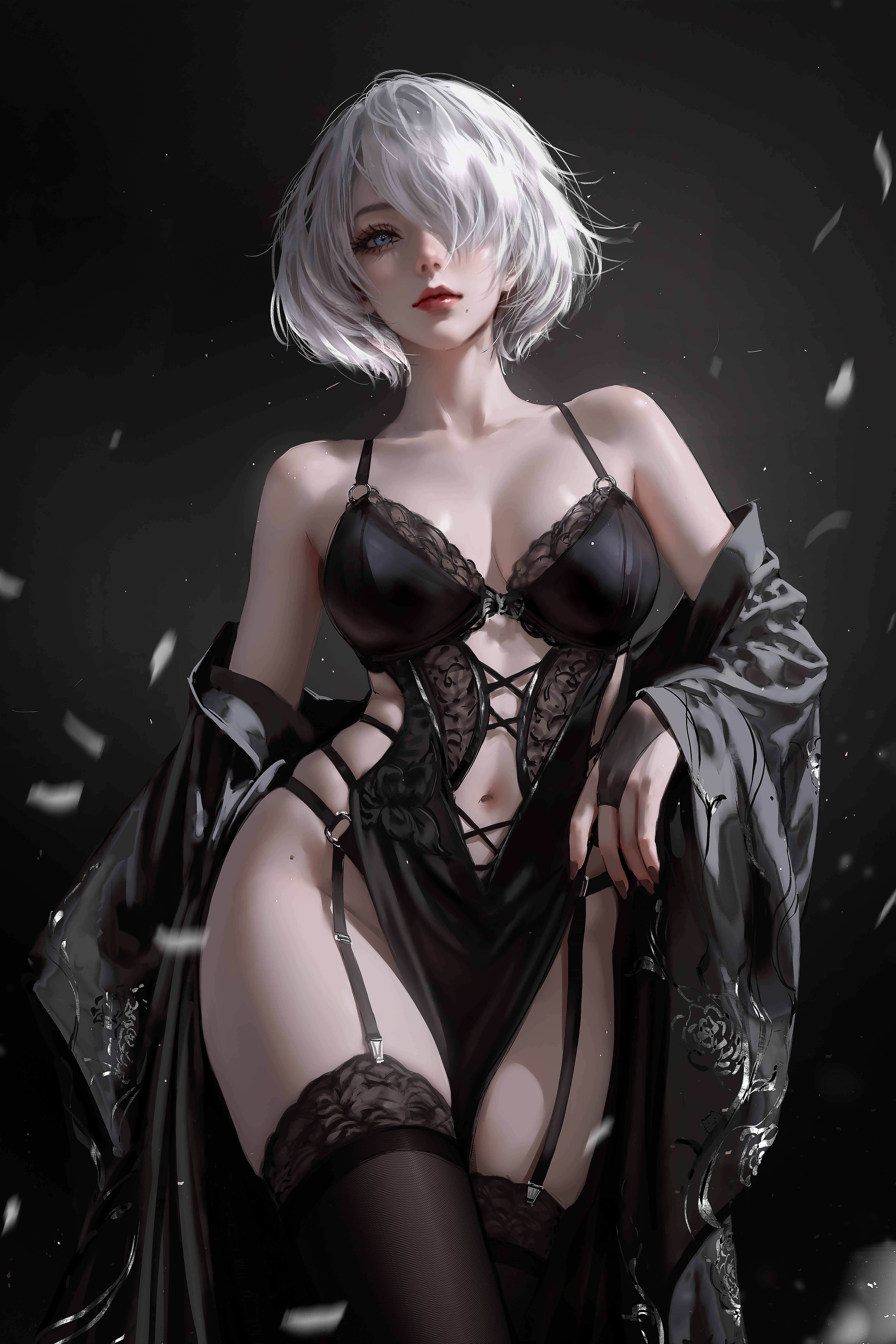 lingerie nier nier_automata nixeu pantsu see_through stockings thighhighs yorha_no.2_type_b