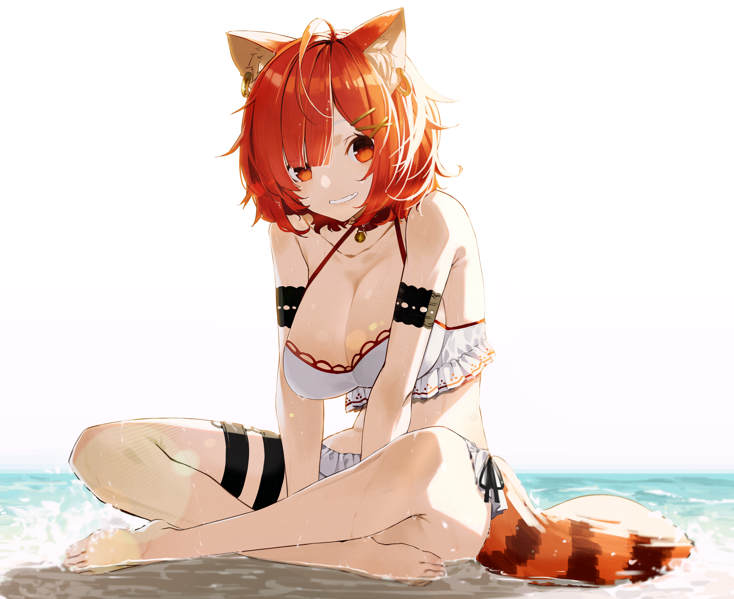 animal_ears bikini garter nijisanji ratna_petit senmu_(senmudayo) swimsuits tail wet