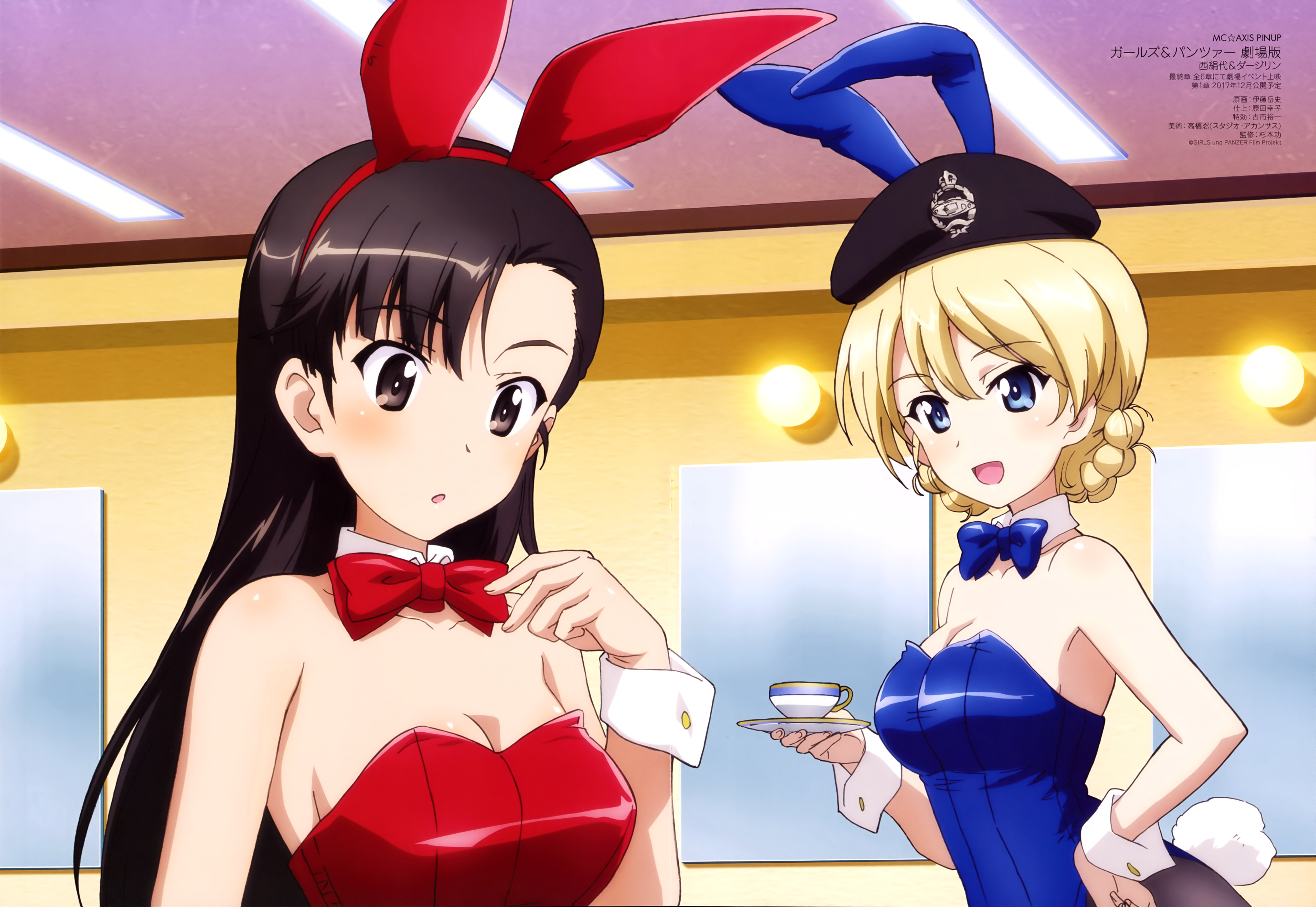 Itou Takeshi Girls Und Panzer Darjeeling Nishi Kinuyo Animal Ears Bunny Ears Bunny Girl Cleavage Pantyhose Tail Yande Re