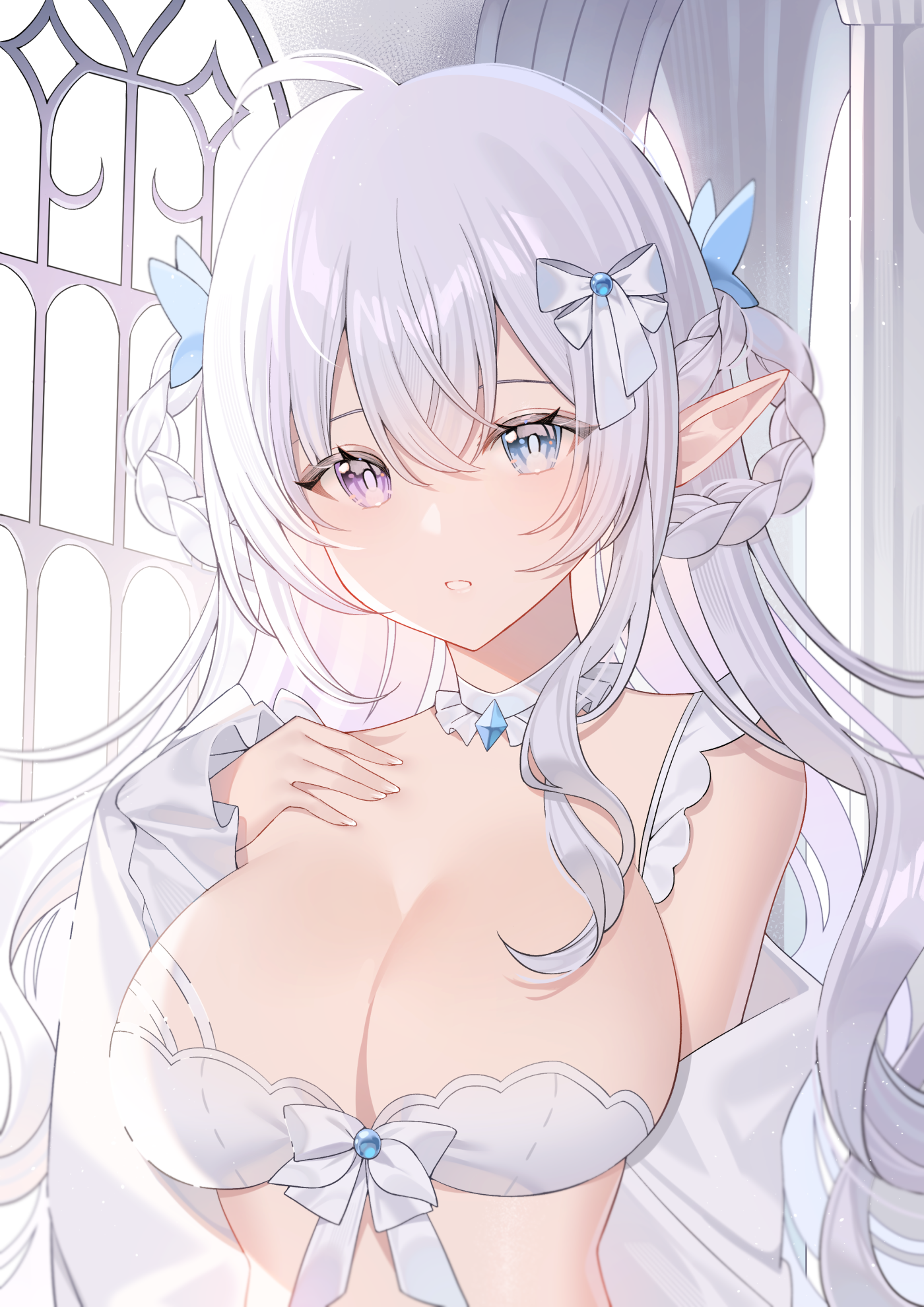 bikini_top heterochromia pointy_ears swimsuits yxoria