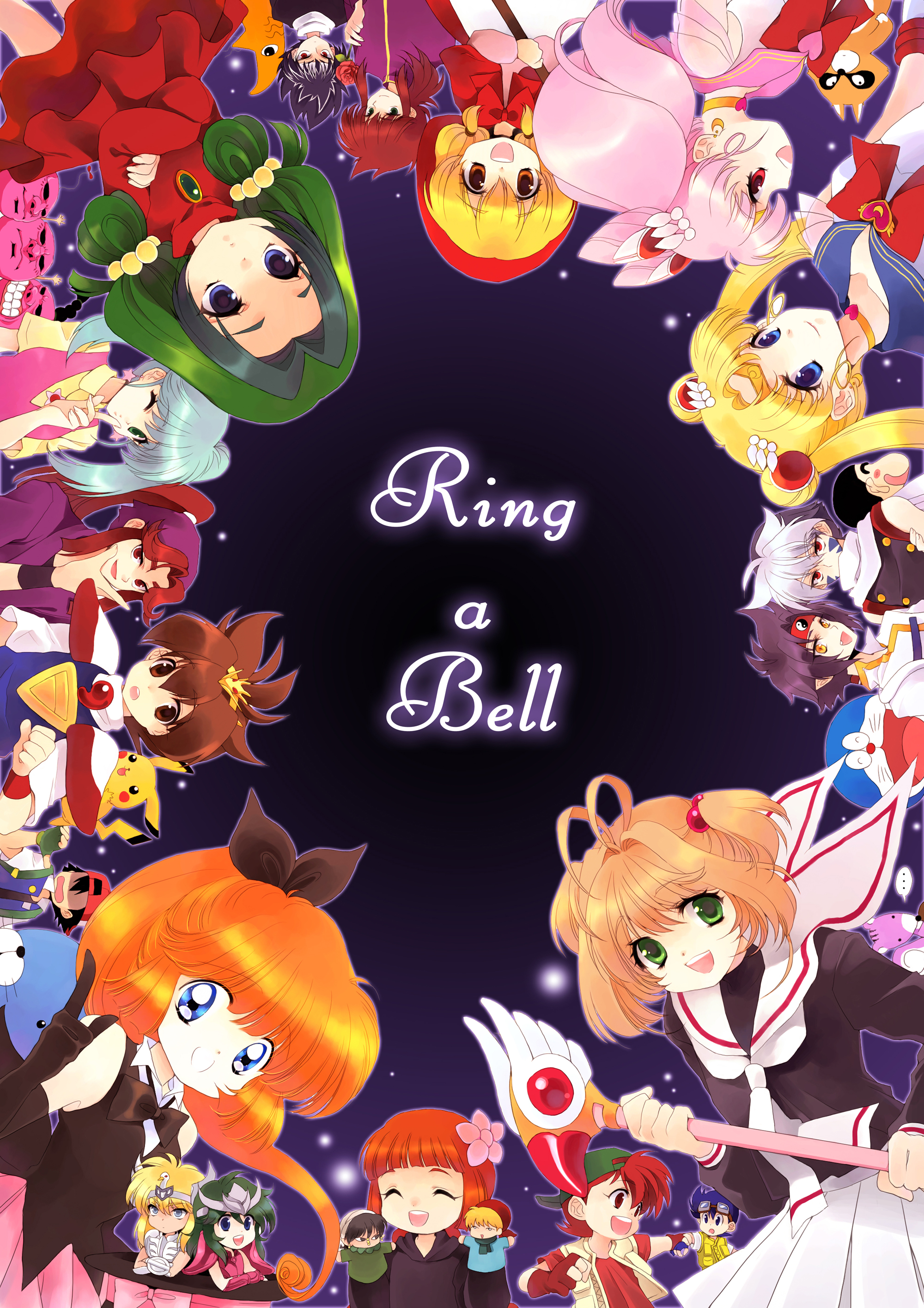 akazukin_chacha andromeda_shun bakuten_shoot_beyblade bishoujo_senshi_sailor_moon card_captor_sakura chacha chibiusa crossover cygnus_hyoga doraemon doraemon_(character) dress haneoka_meimi hiei kai_hiwatari kaitou_saint_tail kinomoto_sakura kurama leeori magical_angel_sweet_mint mint pikachu pokemon rei_kon saint_seiya satoshi_(pokemon) seifuku tenchi_muyo! tsukino_usagi weapon yadamon_(character) yadamon_(source) yuu_yuu_hakusho