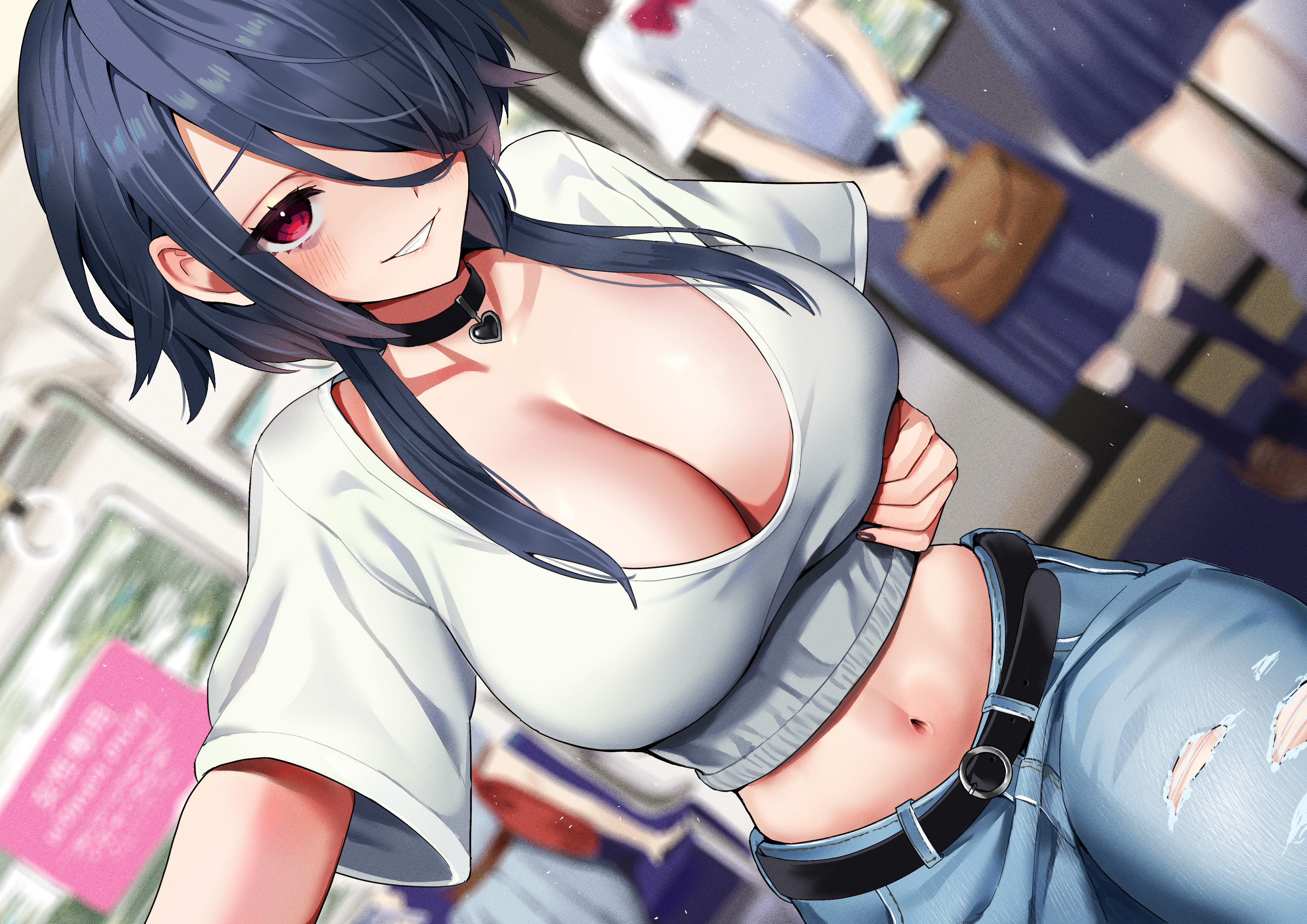 breast_hold seifuku sukoyaka93 torn_clothes