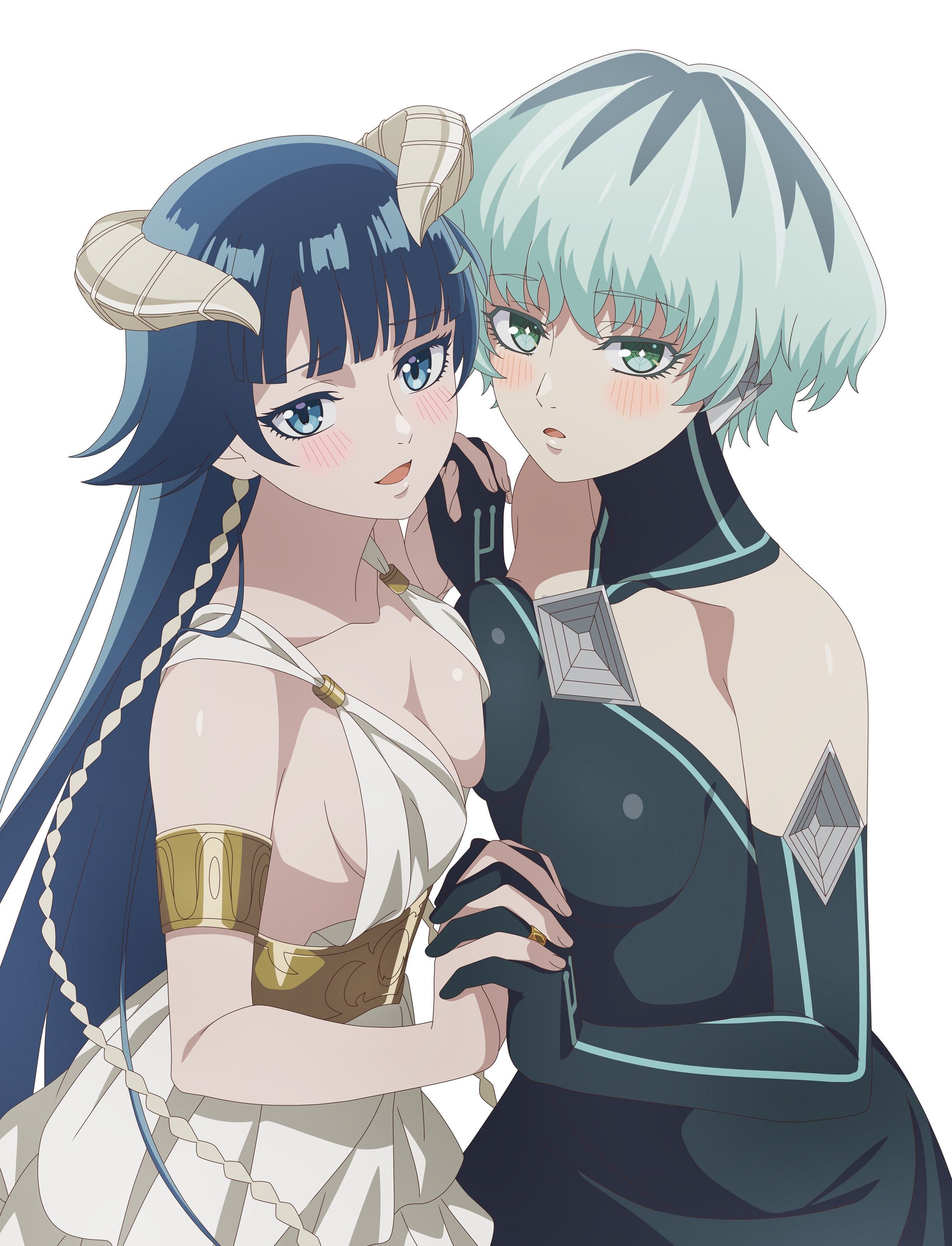 amber_idanokan dress horns kekkon_yubiwa_monogatari no_bra saphir_maasa symmetrical_docking tagme