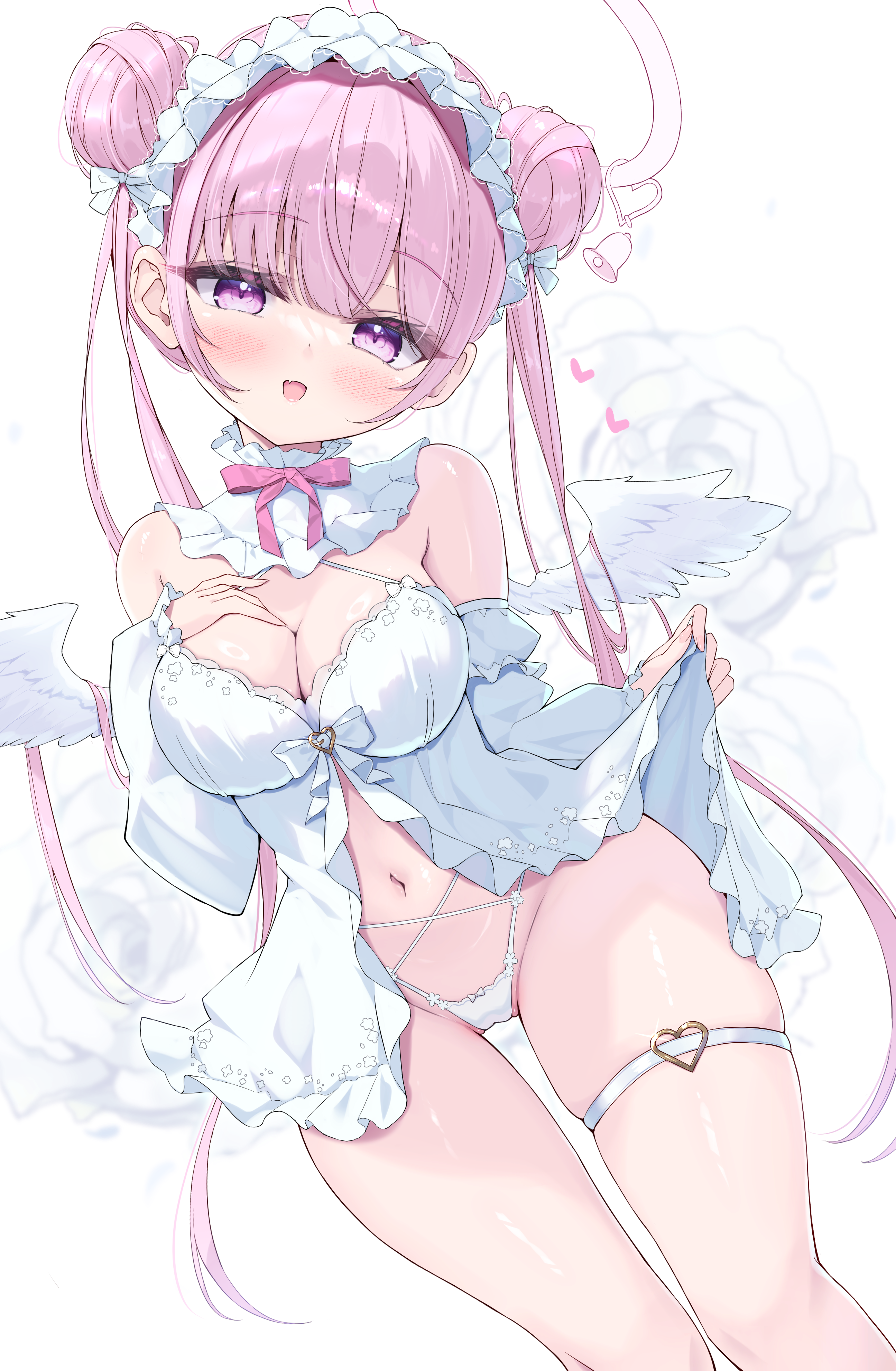 angel cameltoe garter lingerie mikaze_maruto no_bra pantsu skirt_lift thong wings