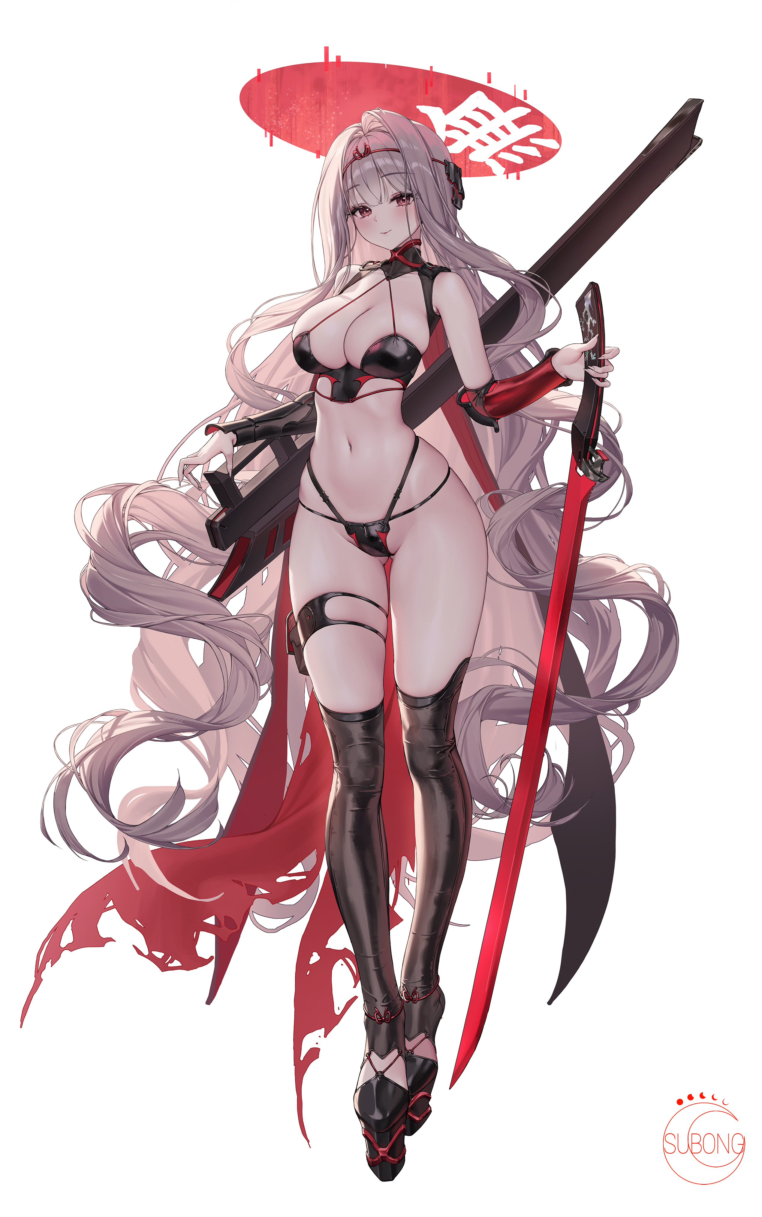 bikini garter goddess_of_victory:_nikke rose_(nikke) subong swimsuits sword thighhighs