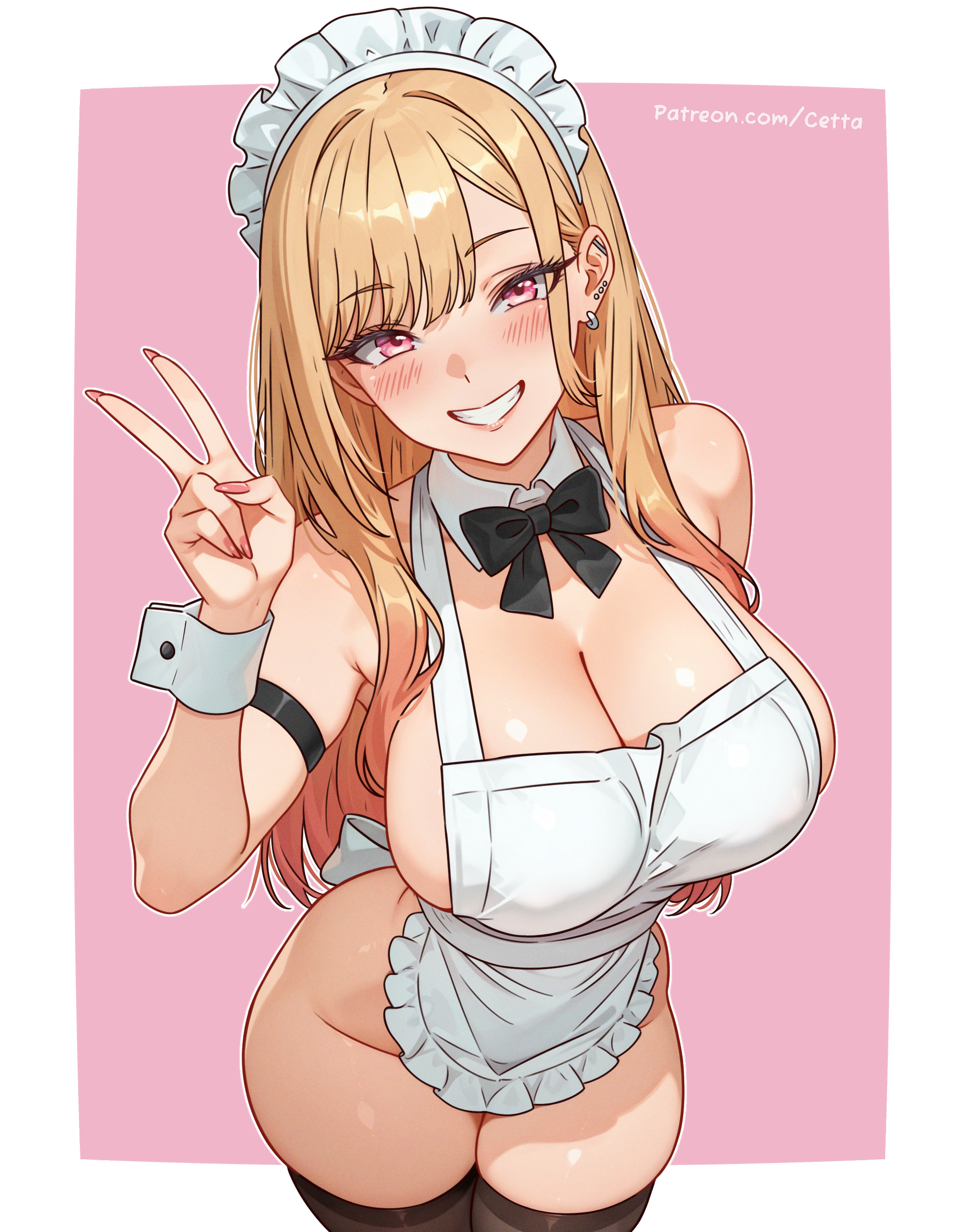 cetta_(cettadvd) kitagawa_marin maid naked_apron sono_bisque_doll_wa_koi_wo_suru thighhighs
