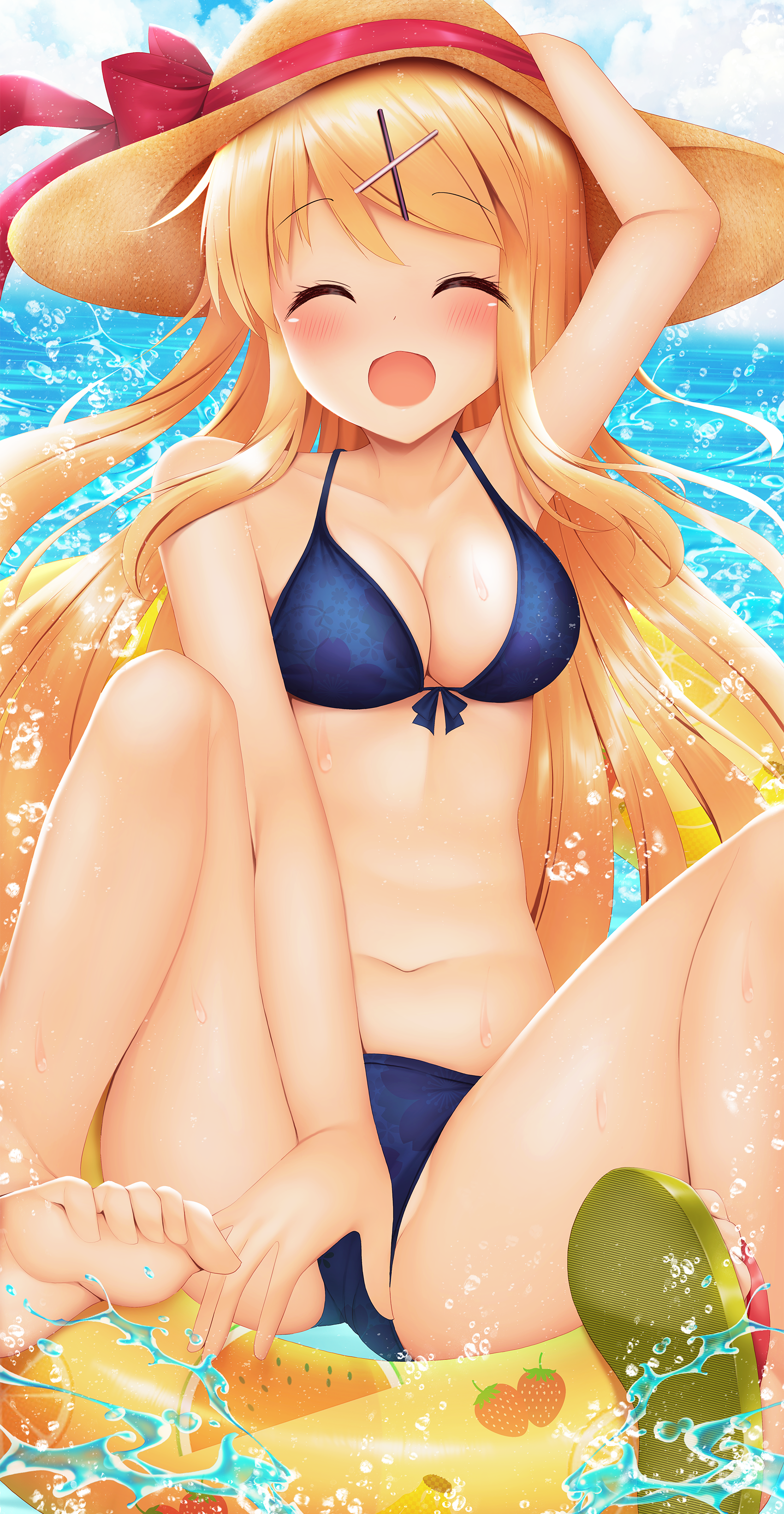 bikini cleavage feet kin-iro_mosaic kujou_karen minato_ojitan swimsuits wet