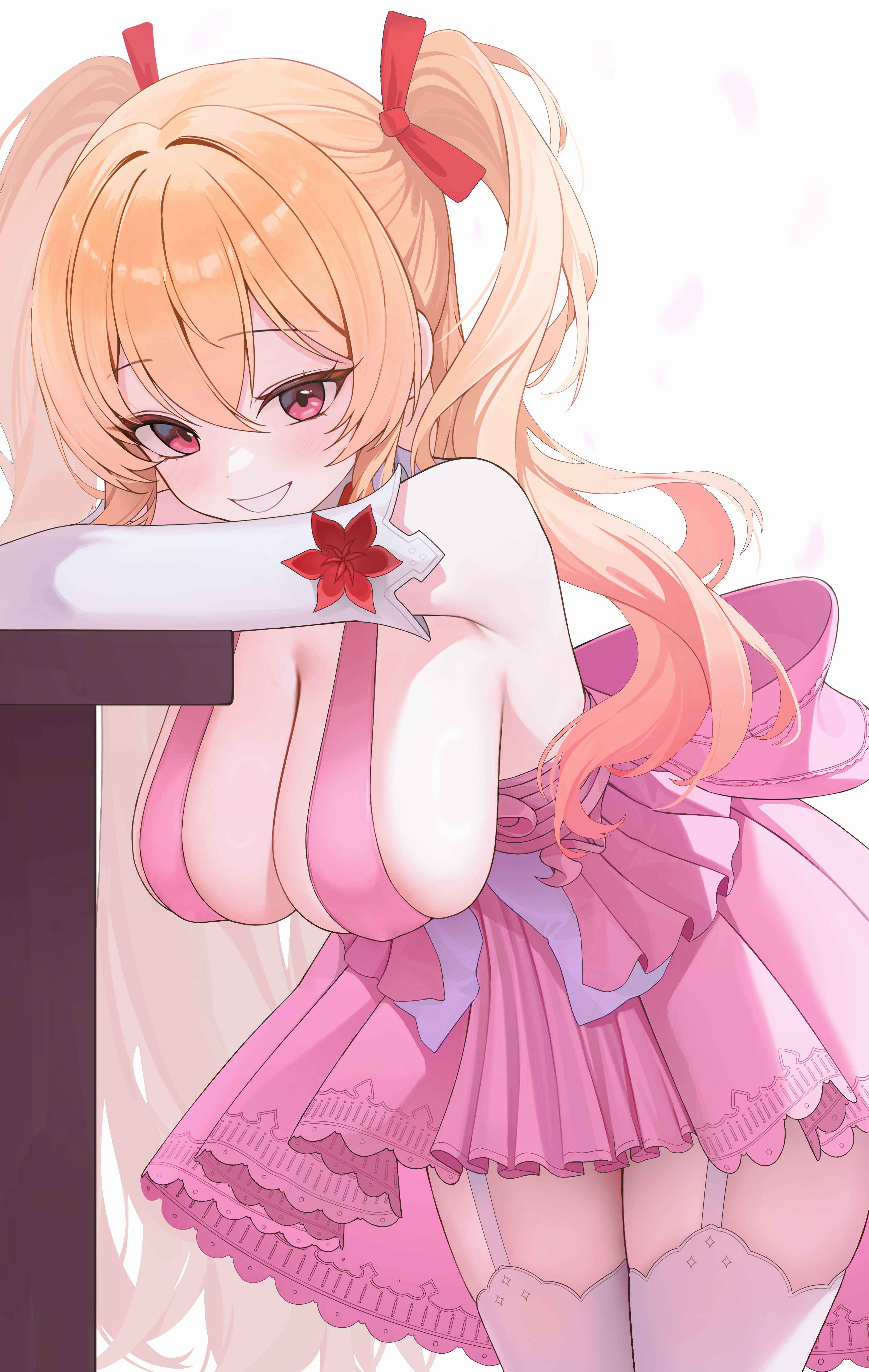 azalea_(hiyono) daehoak dress erect_nipples no_bra stockings thighhighs